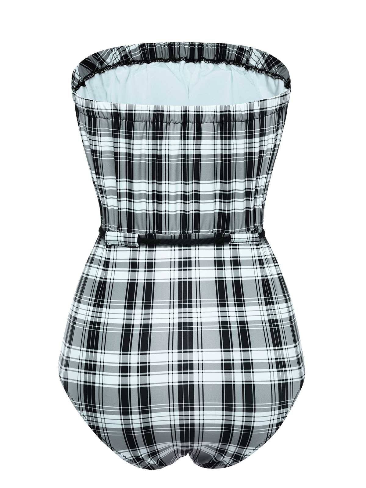 1950er Trägerlos Plaids Einteiliger Badeanzug - Image 3