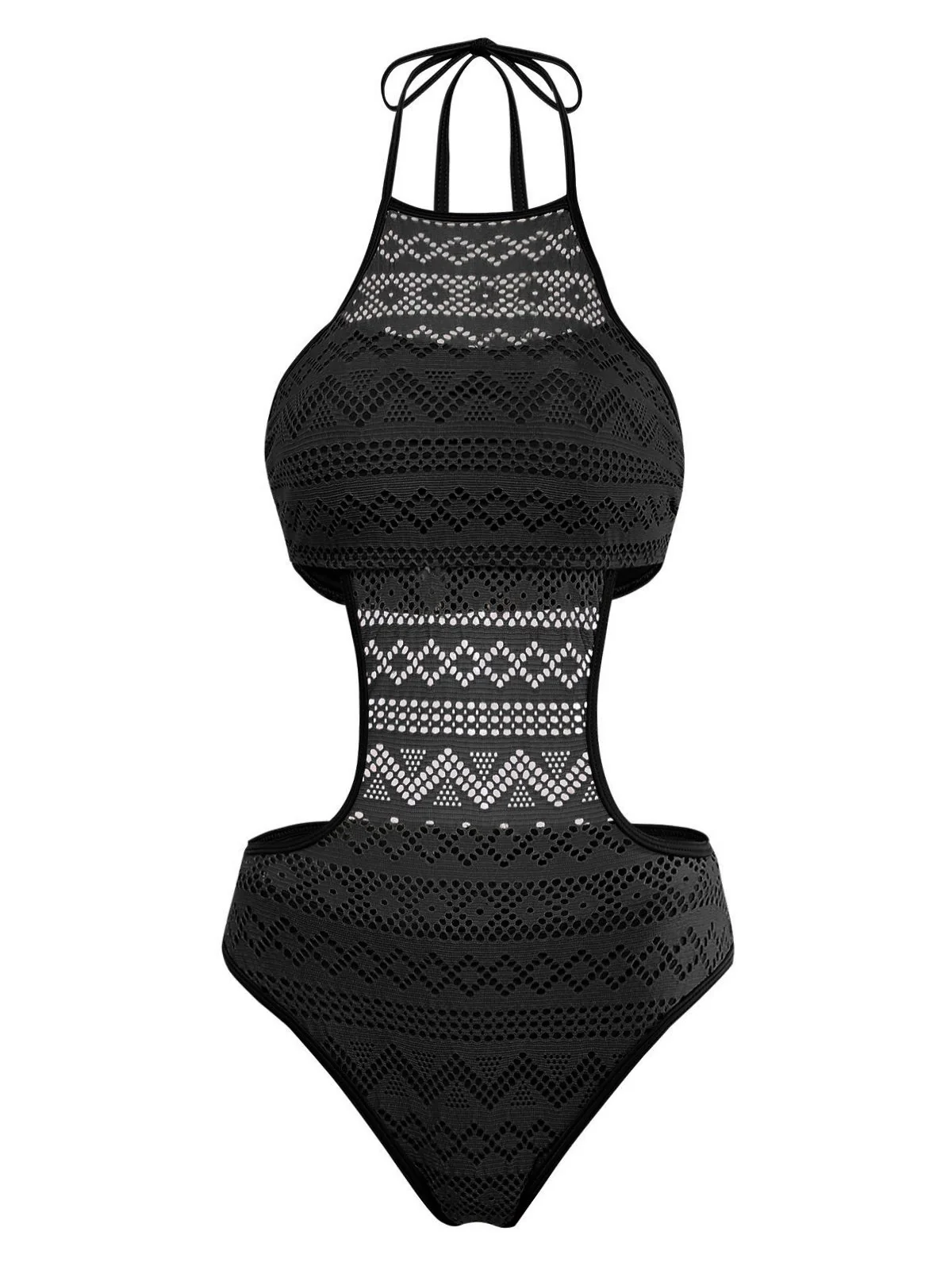 1950er Uni Halter Cut-Out Einteiliger Badeanzug - Image 3