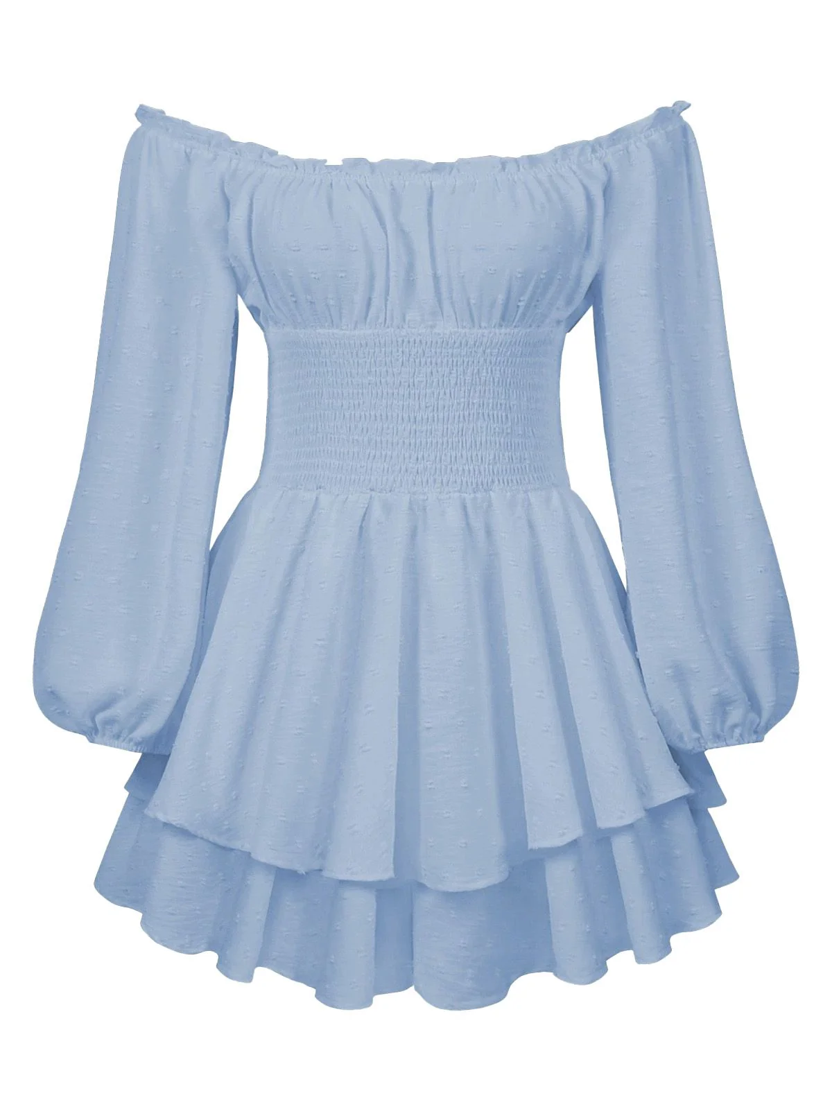 1950er Uni Schulterfrei Langarm Gesmoked Mini Kleid - Image 3