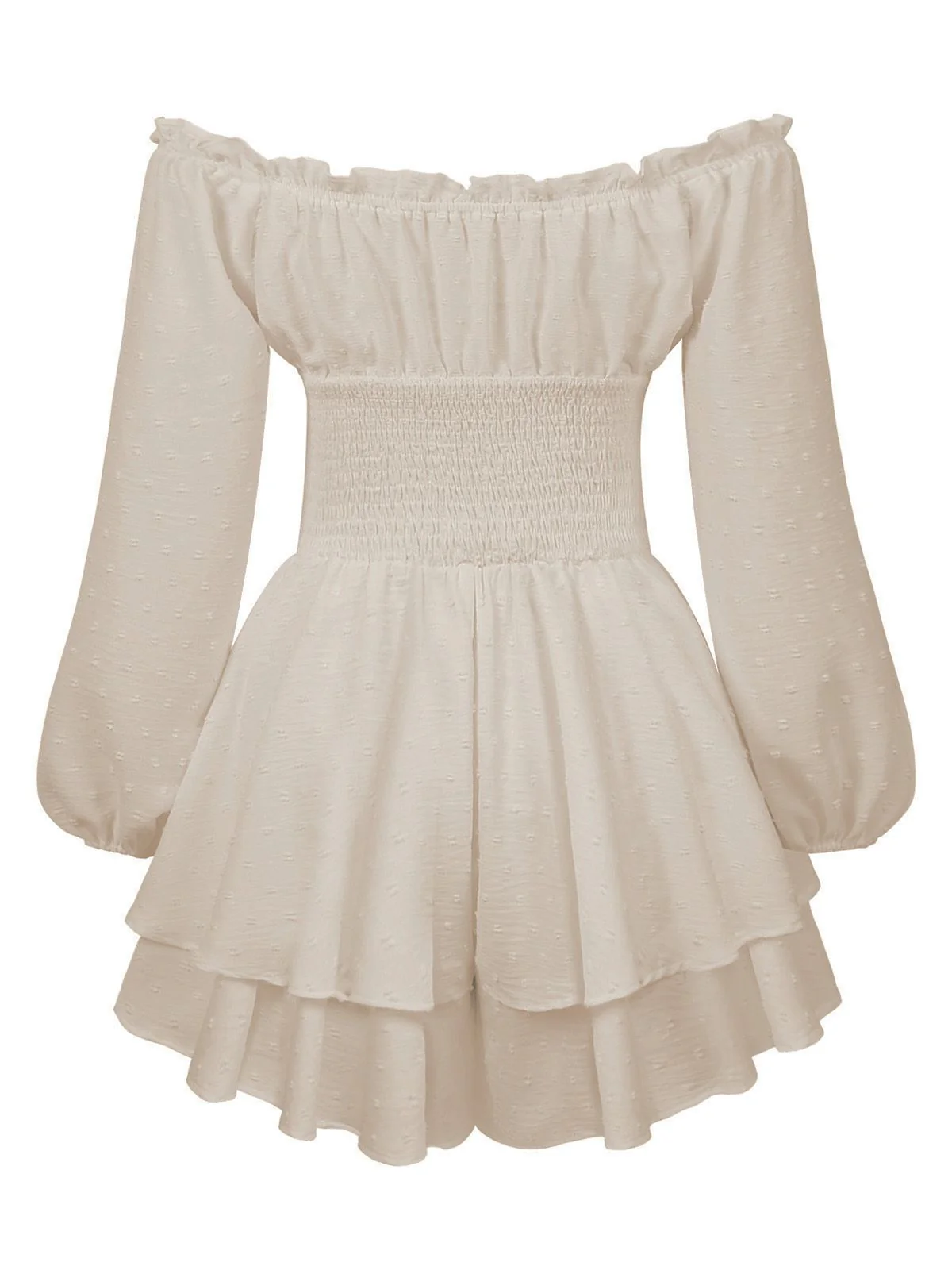 1950er Uni Schulterfrei Langarm Gesmoked Mini Kleid - Image 6