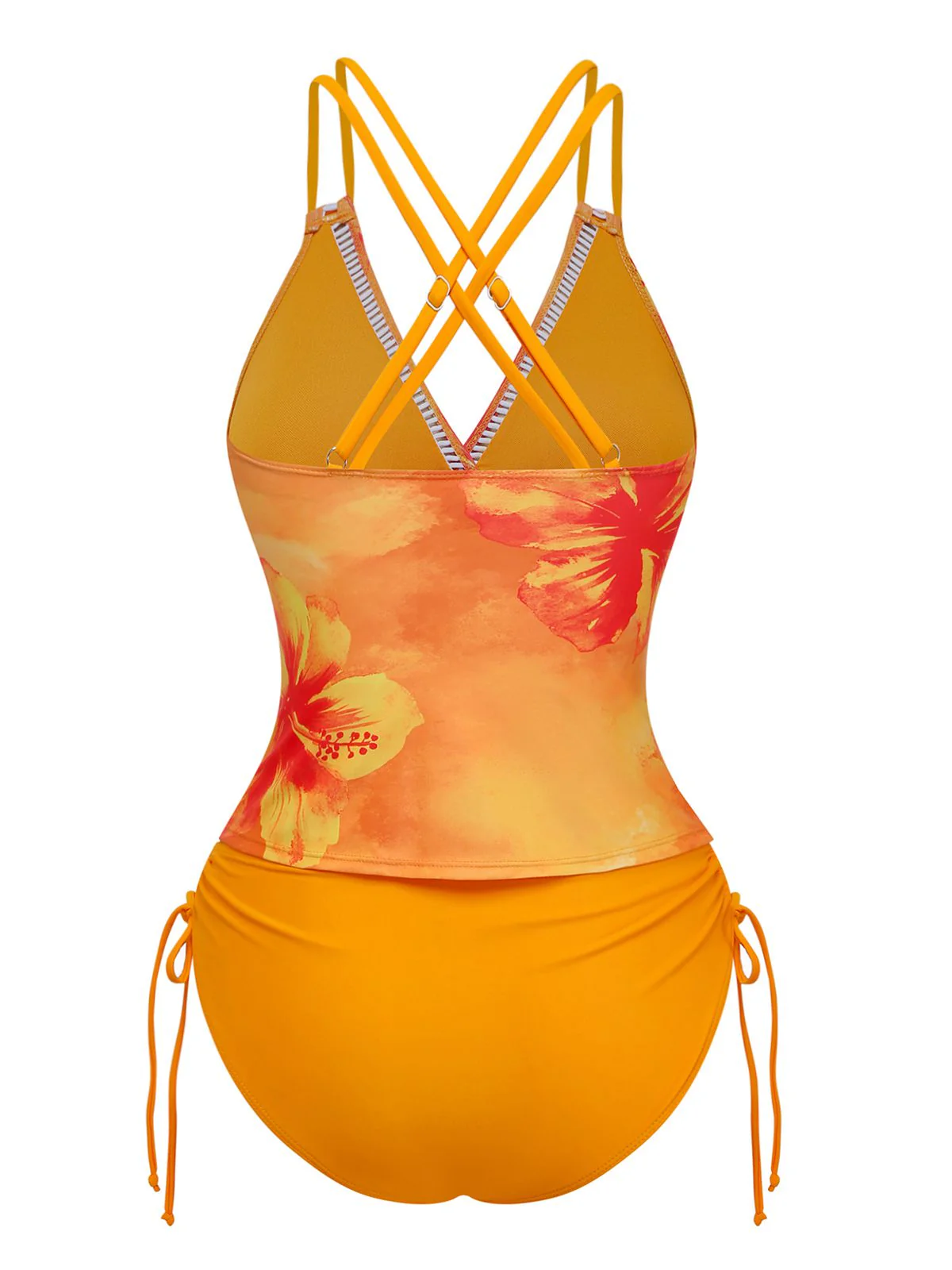 1950er V-Ausschnitt Blumen Patchwork Tankini Set - Image 7