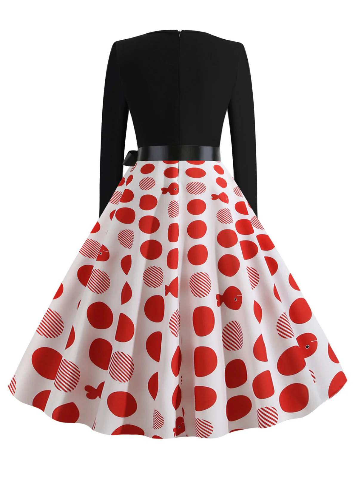 1950er V-Ausschnitt Langärmeliges Plaid Swing Kleid - Image 10