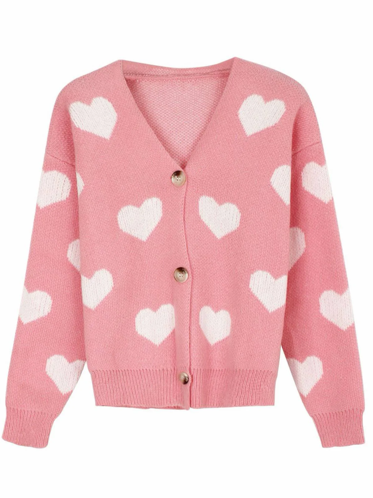 1950er Valentinstag Herz Drucken Stricken Strickjacke