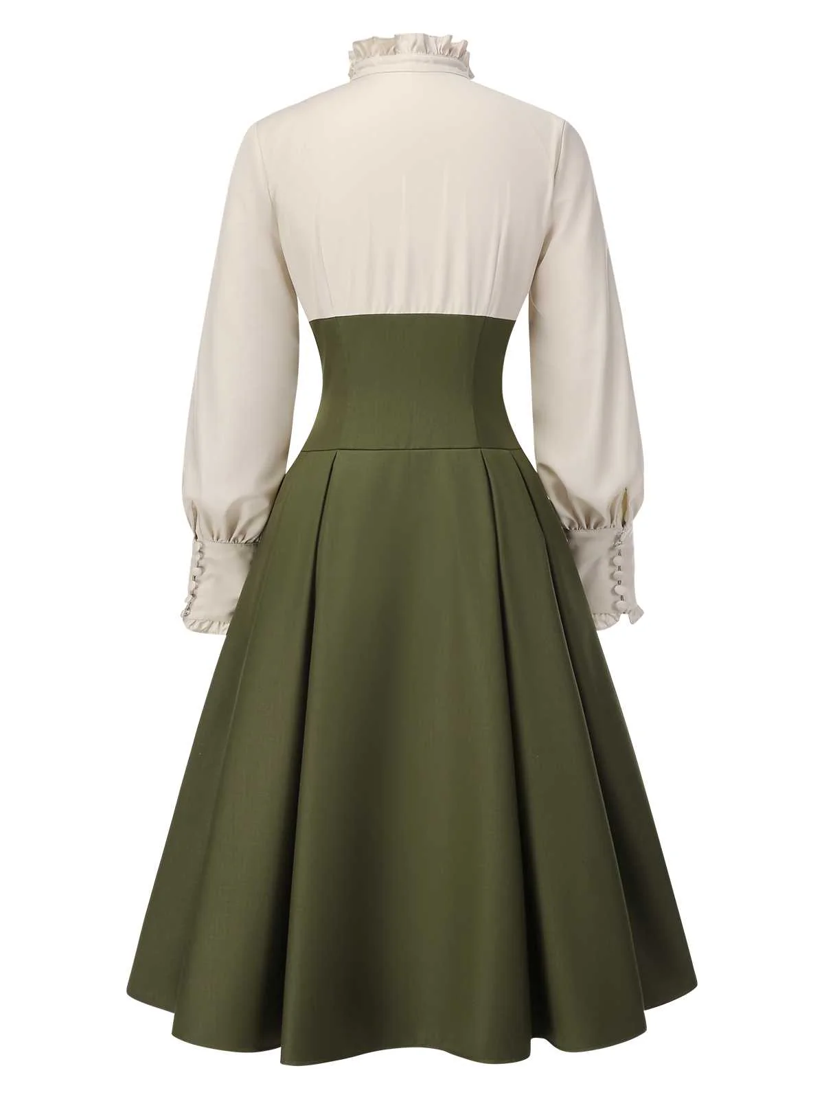 1950er Viktorianisch Bogen Tie Rüschen Langarm Kleid - Image 8