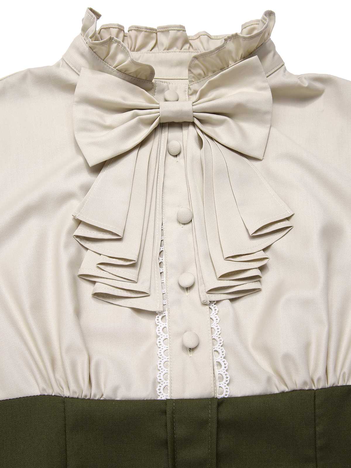 1950er Viktorianisch Bogen Tie Rüschen Langarm Kleid - Image 9