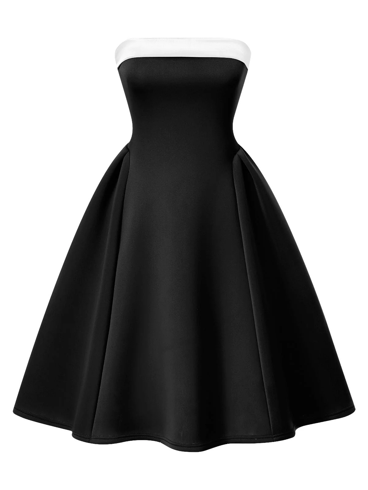 1950er Vintage Farbblock Bandeau Swing Kleid - Image 5
