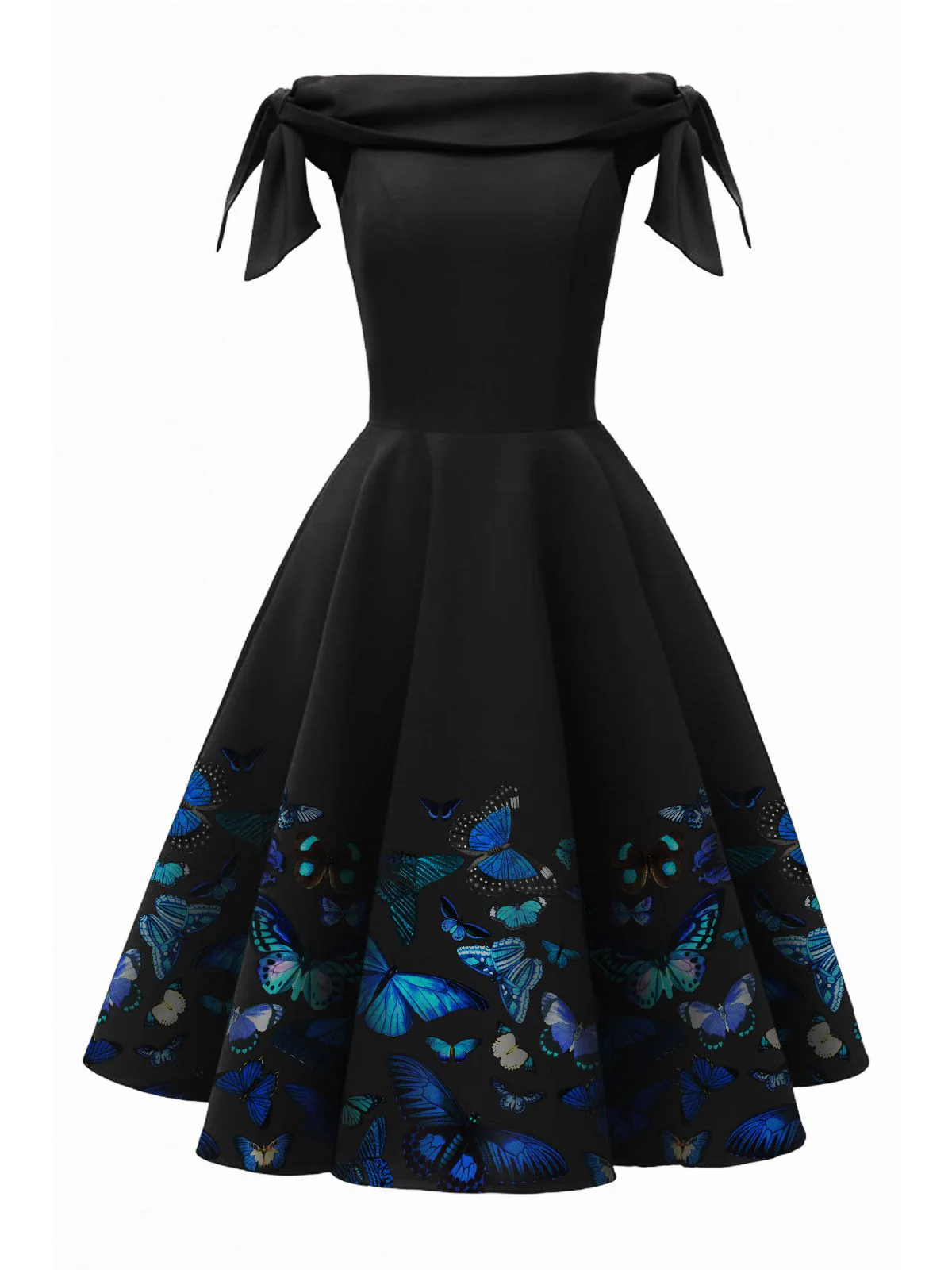 1950ER VINTAGE SCHULTERFREI SCHMETTERLING KLEID - Image 3