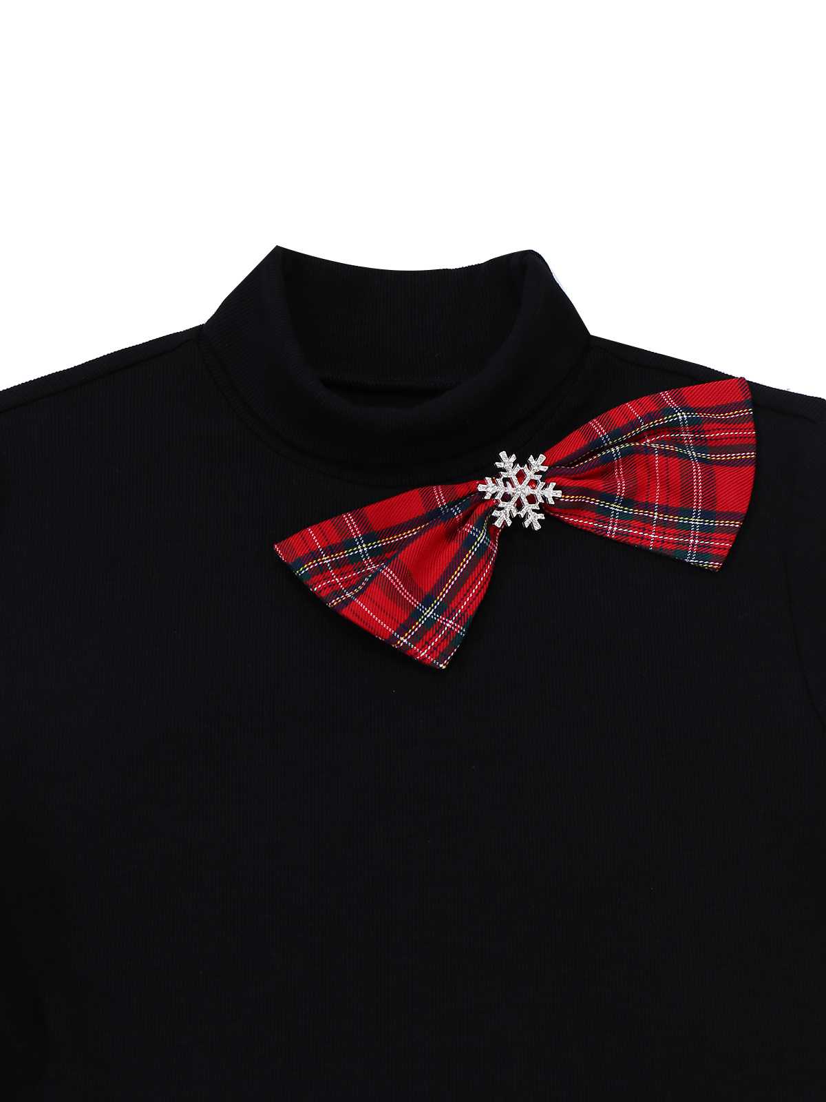 Rot 1950er Plaid Gürtel Kleid Mit Schneeflocke Brosche - Image 5