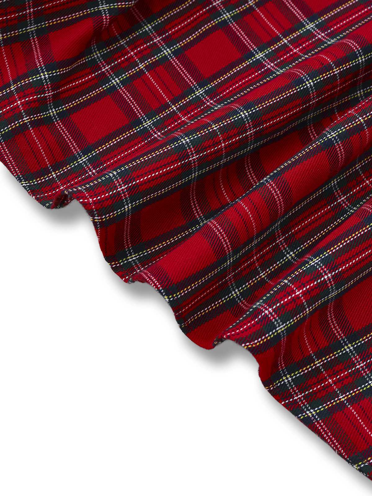 Rot 1950er Plaid Gürtel Kleid Mit Schneeflocke Brosche - Image 7