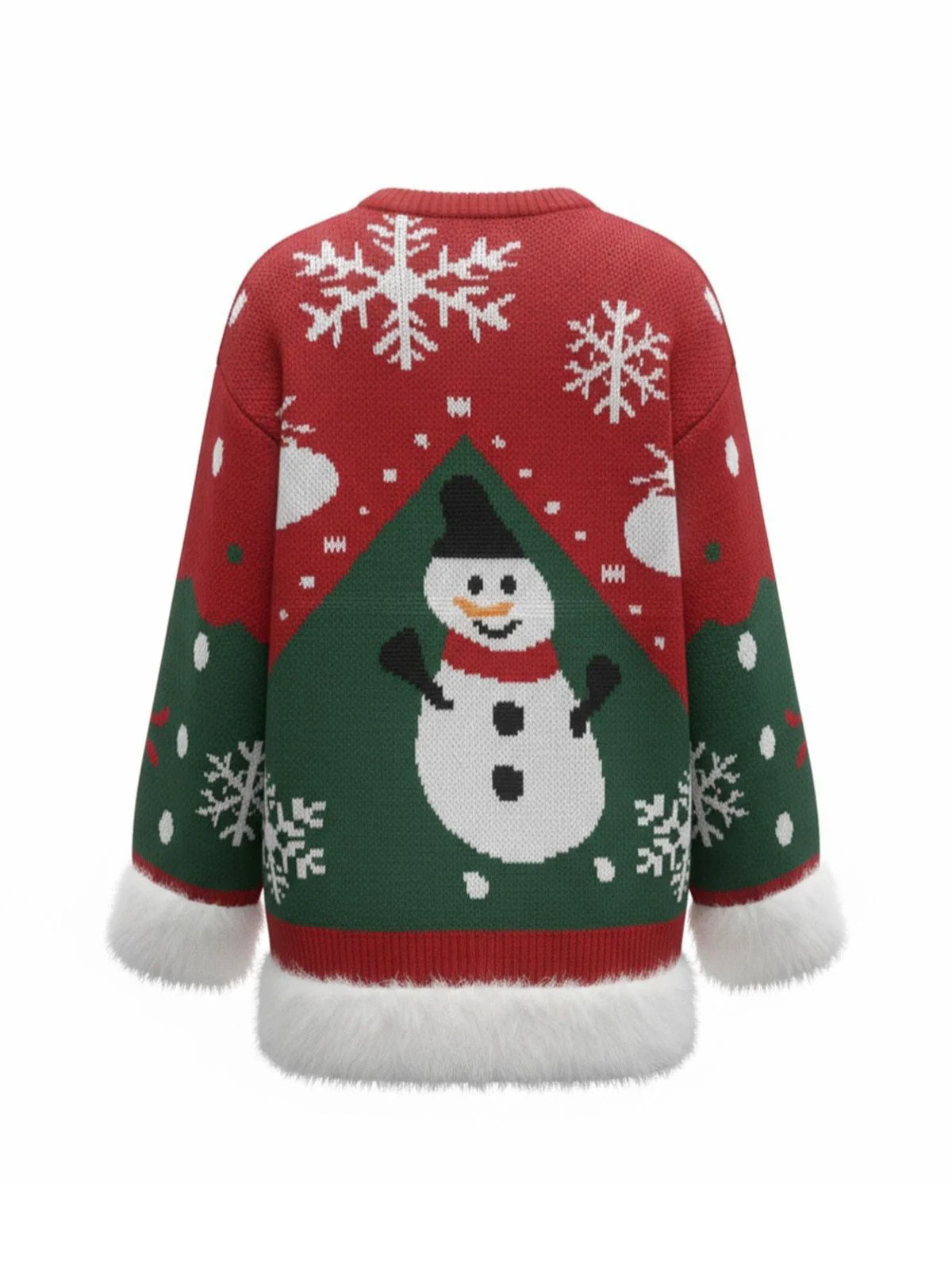 1950er Weihnachten Schneemann Plüschbesatz Pullover - Image 3