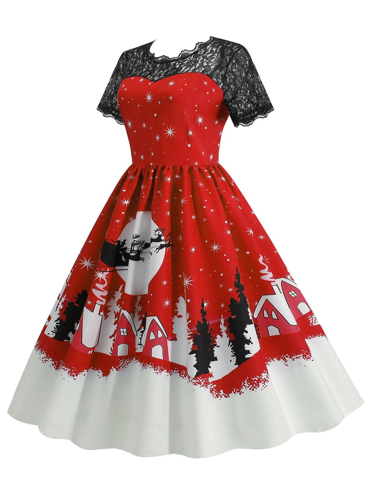 1950er Weihnachten Spitze Swing Kleid - Image 2