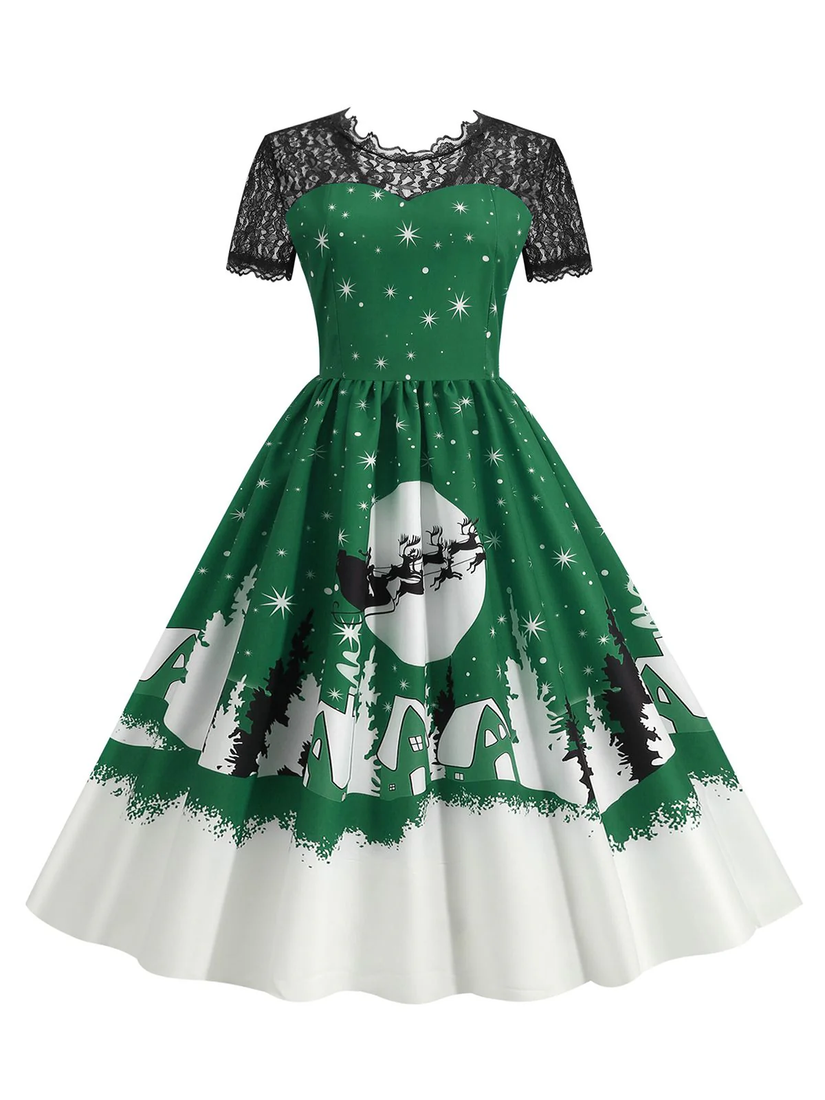 1950er Weihnachten Spitze Swing Kleid - Image 5