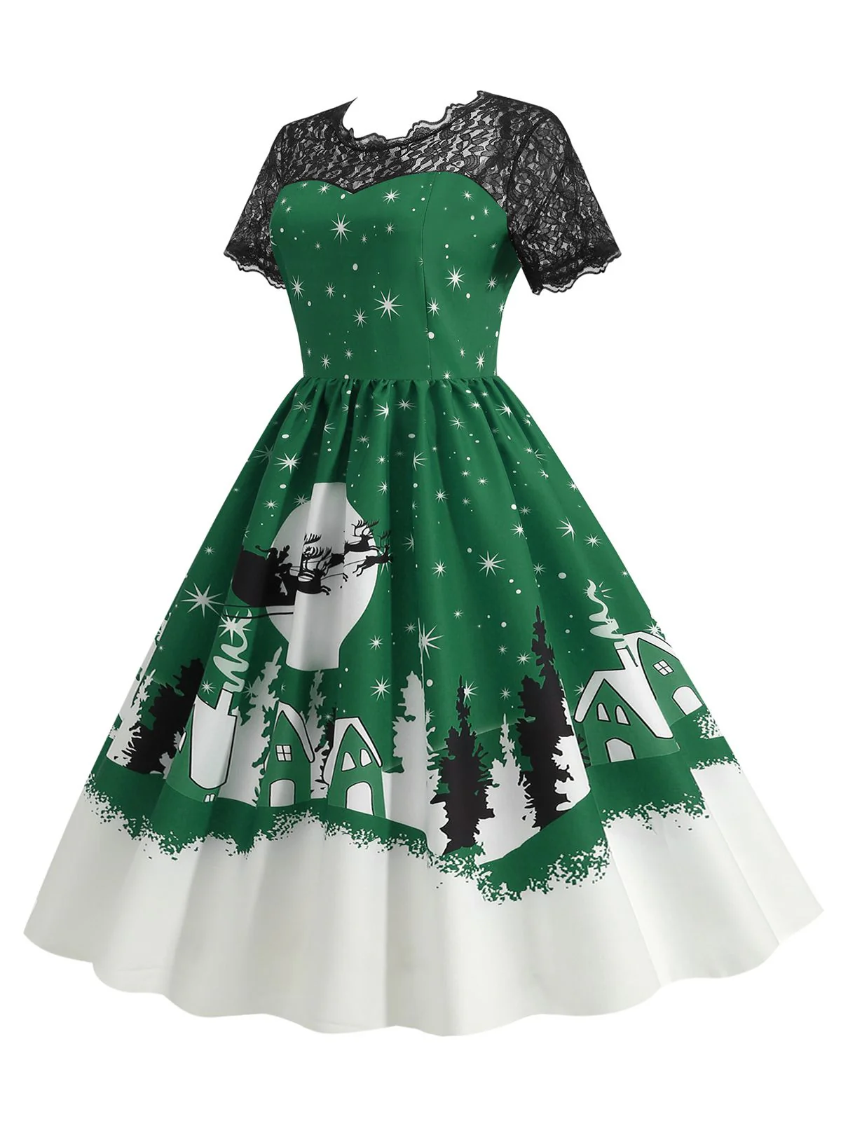 1950er Weihnachten Spitze Swing Kleid - Image 6