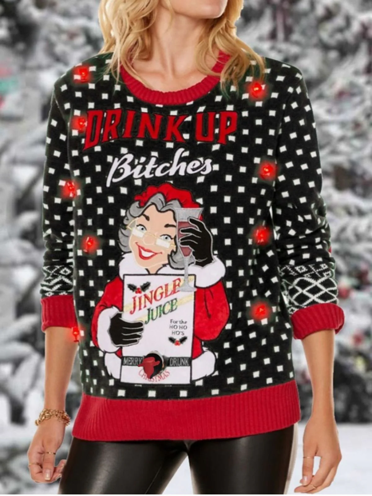 1950er Weihnachten Weihnachts Oma Bier Jubel Pullover - Image 2
