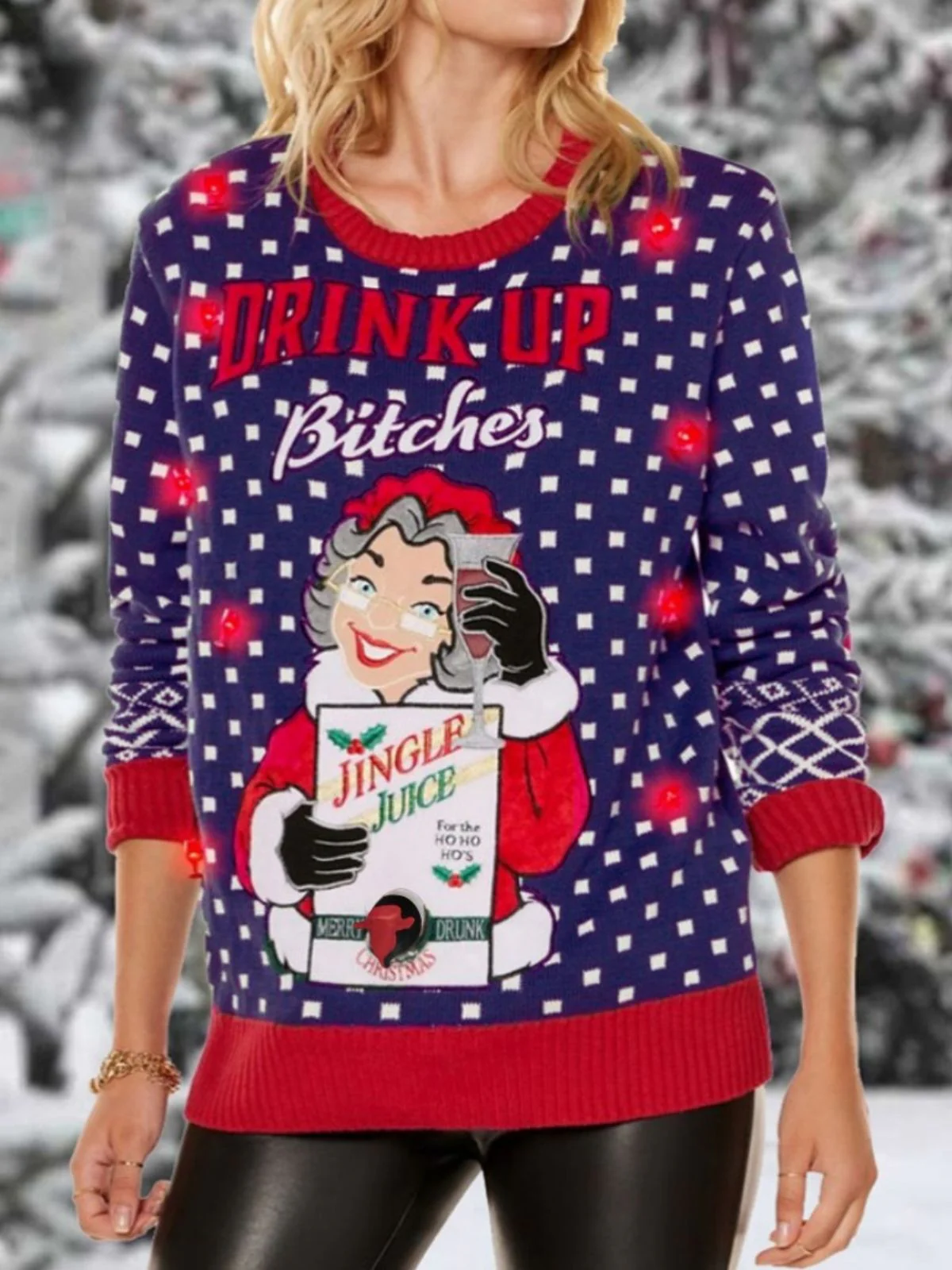 1950er Weihnachten Weihnachts Oma Bier Jubel Pullover - Image 3