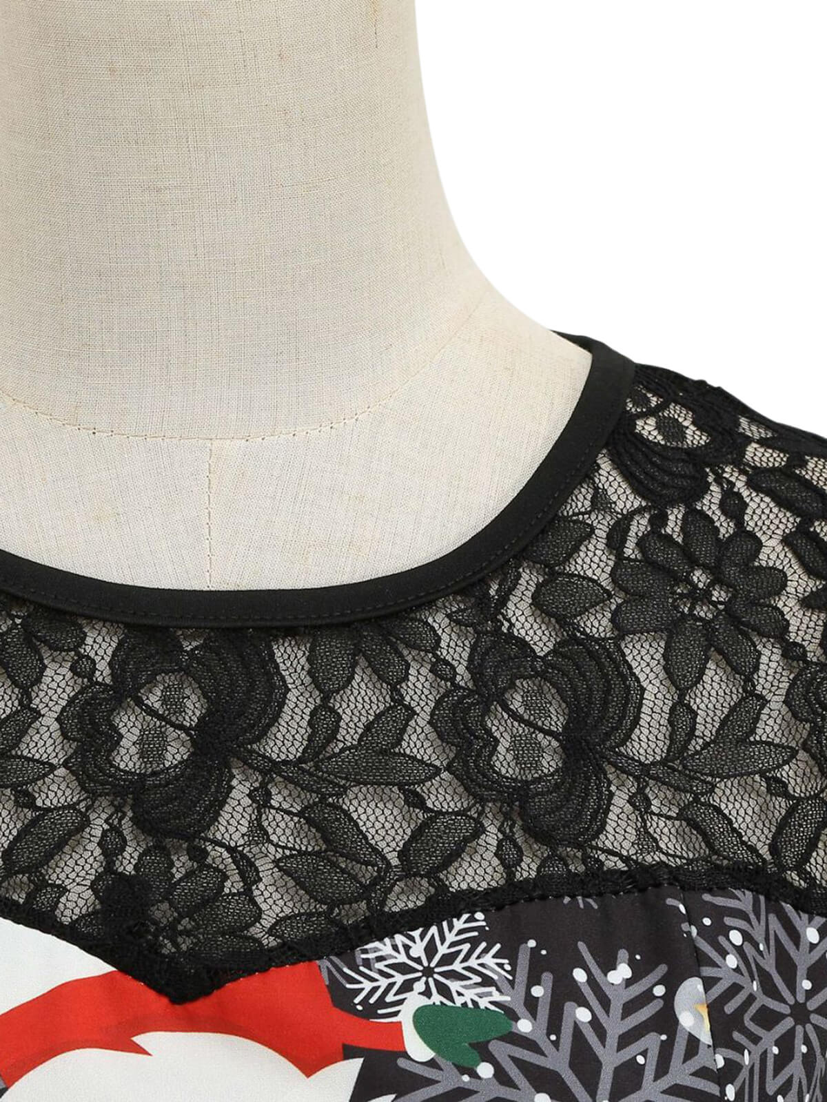 1950er Weihnachten Weihnachtsmann Spitze Patchwork Kleid - Image 4