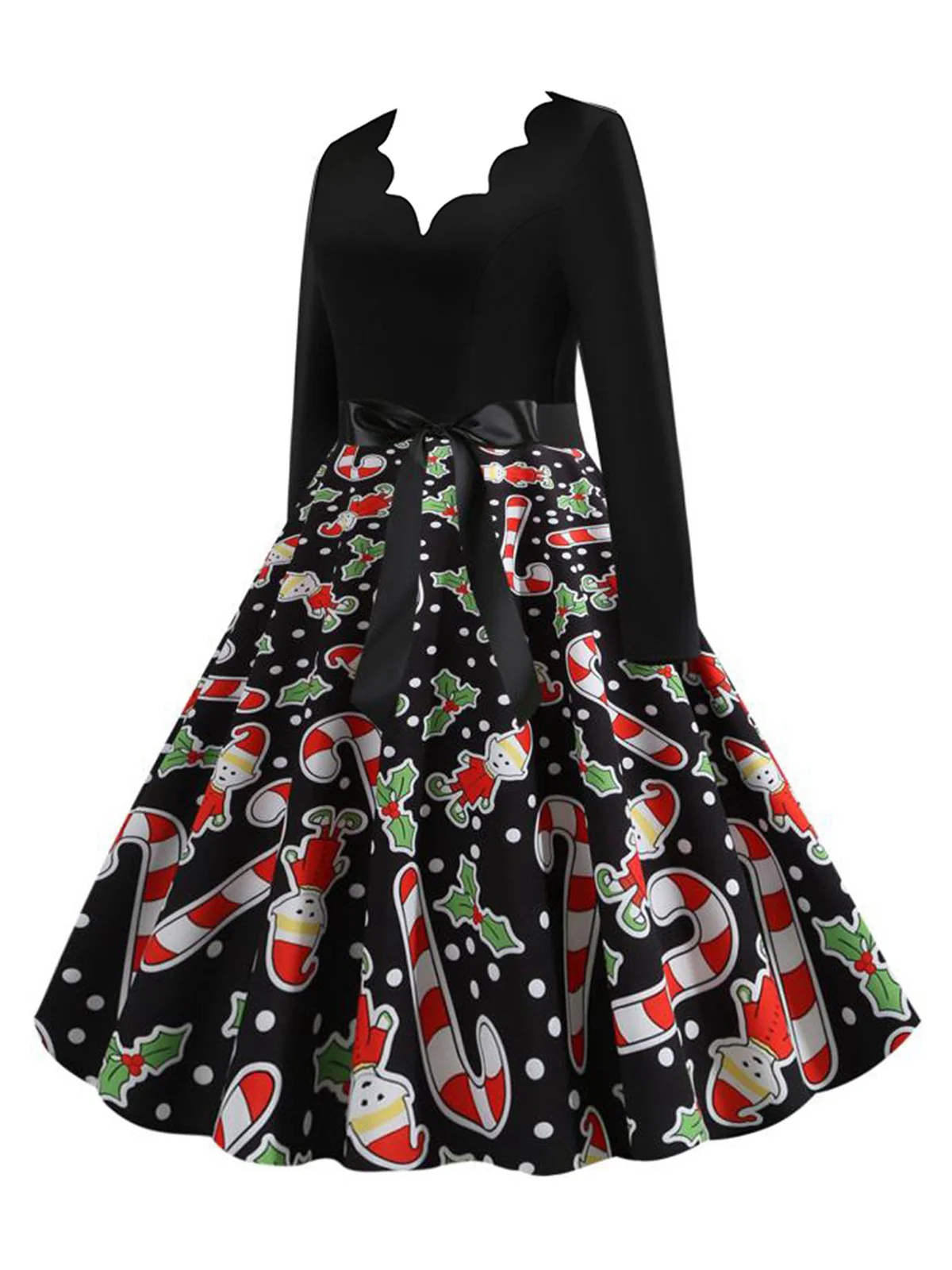 1950er Weihnachten Zuckerstangen Swing Kleid - Image 2