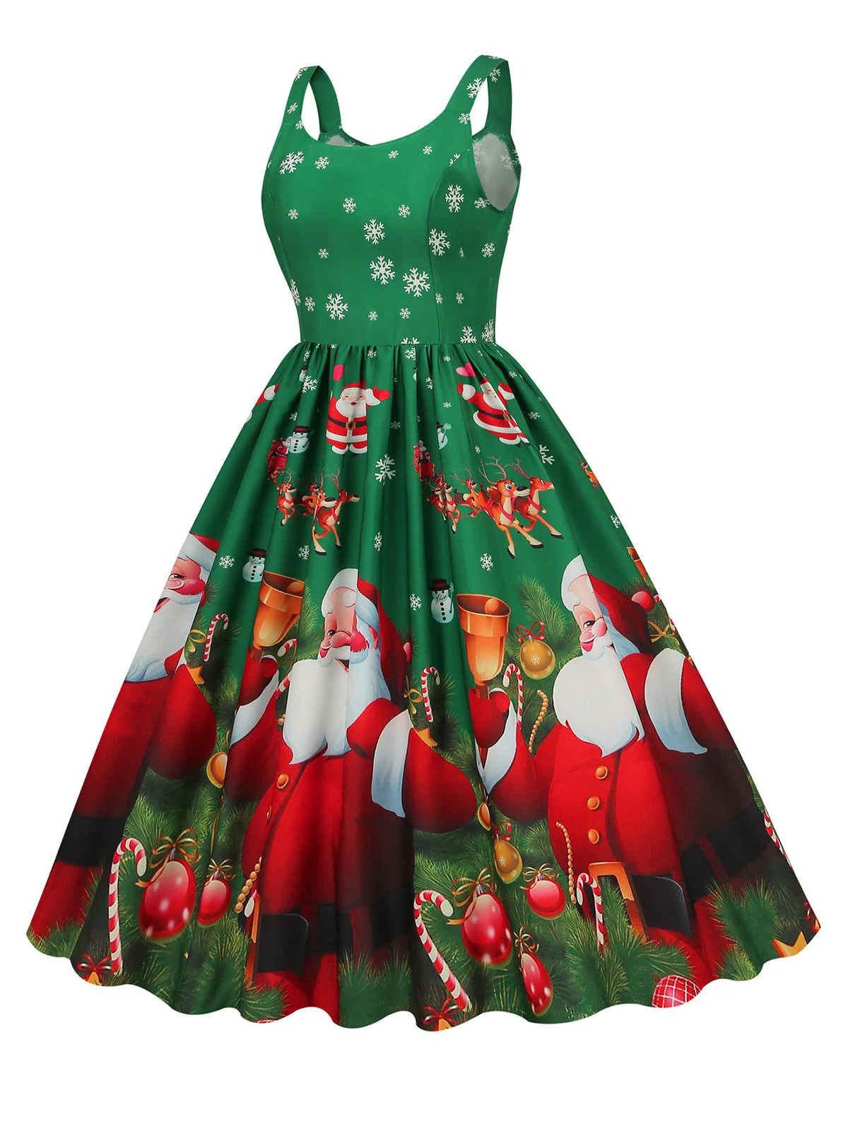 1950er Weihnachtsmann Schneeflocke U-Kragen Swing Kleid - Image 3