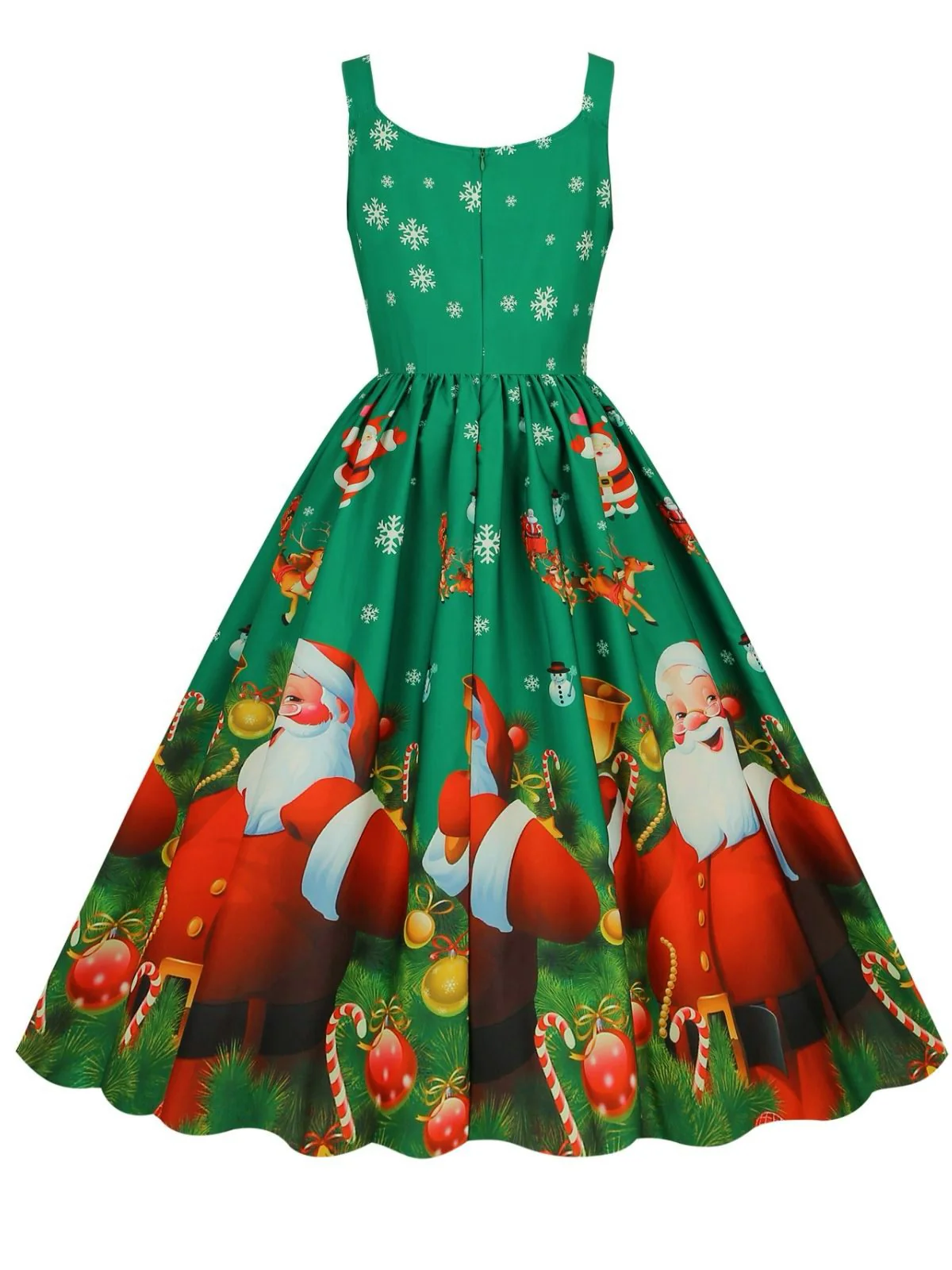1950er Weihnachtsmann Schneeflocke U-Kragen Swing Kleid - Image 4
