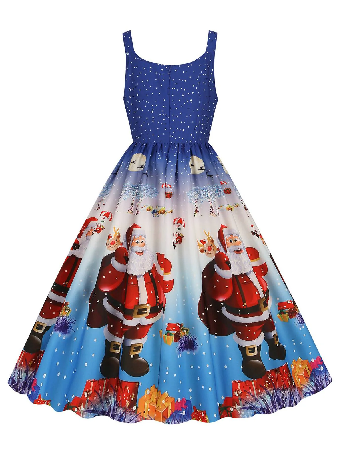1950er Weihnachtsmann Schneeflocke U-Kragen Swing Kleid - Image 8