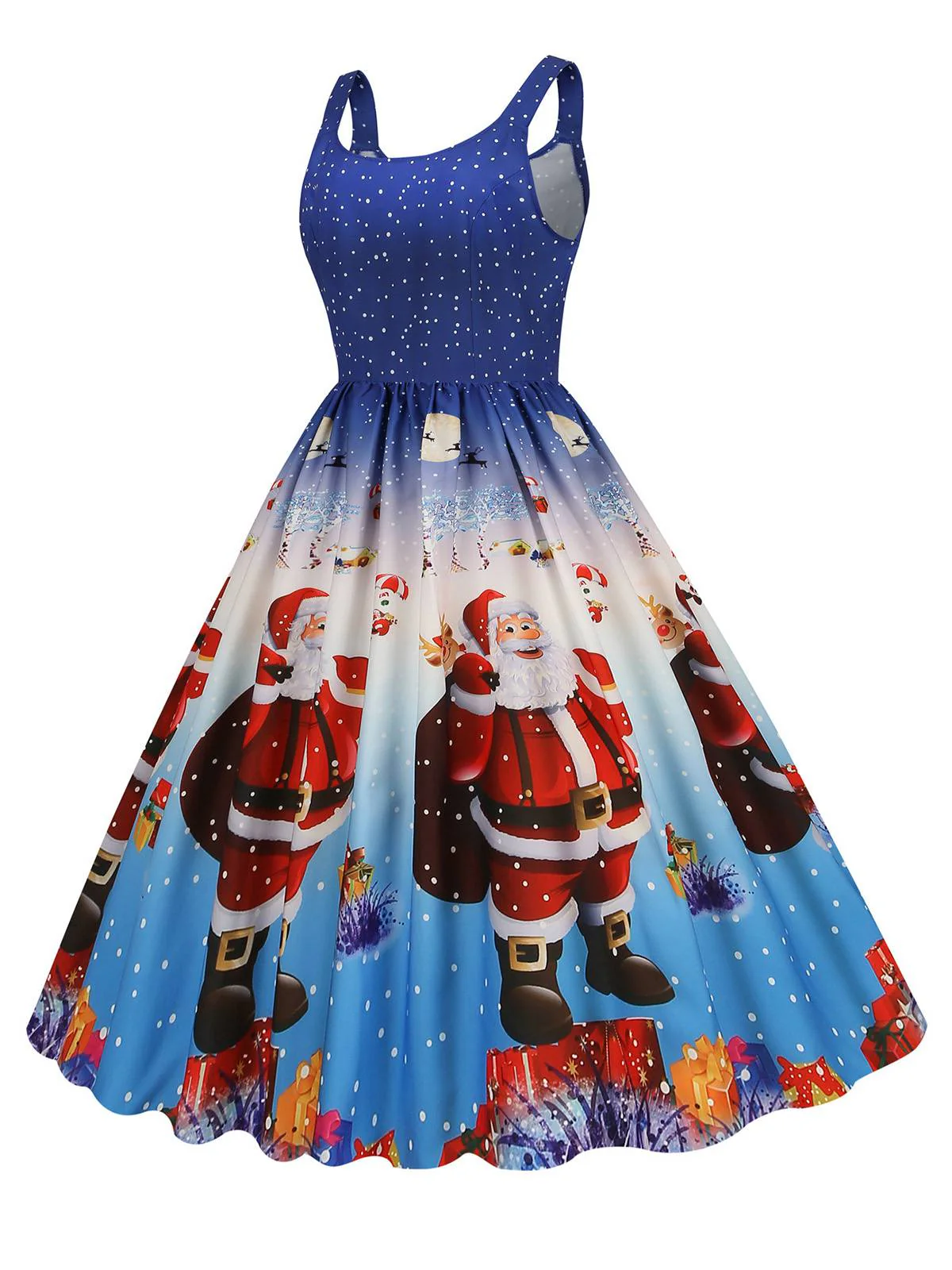 1950er Weihnachtsmann Schneeflocke U-Kragen Swing Kleid - Image 9