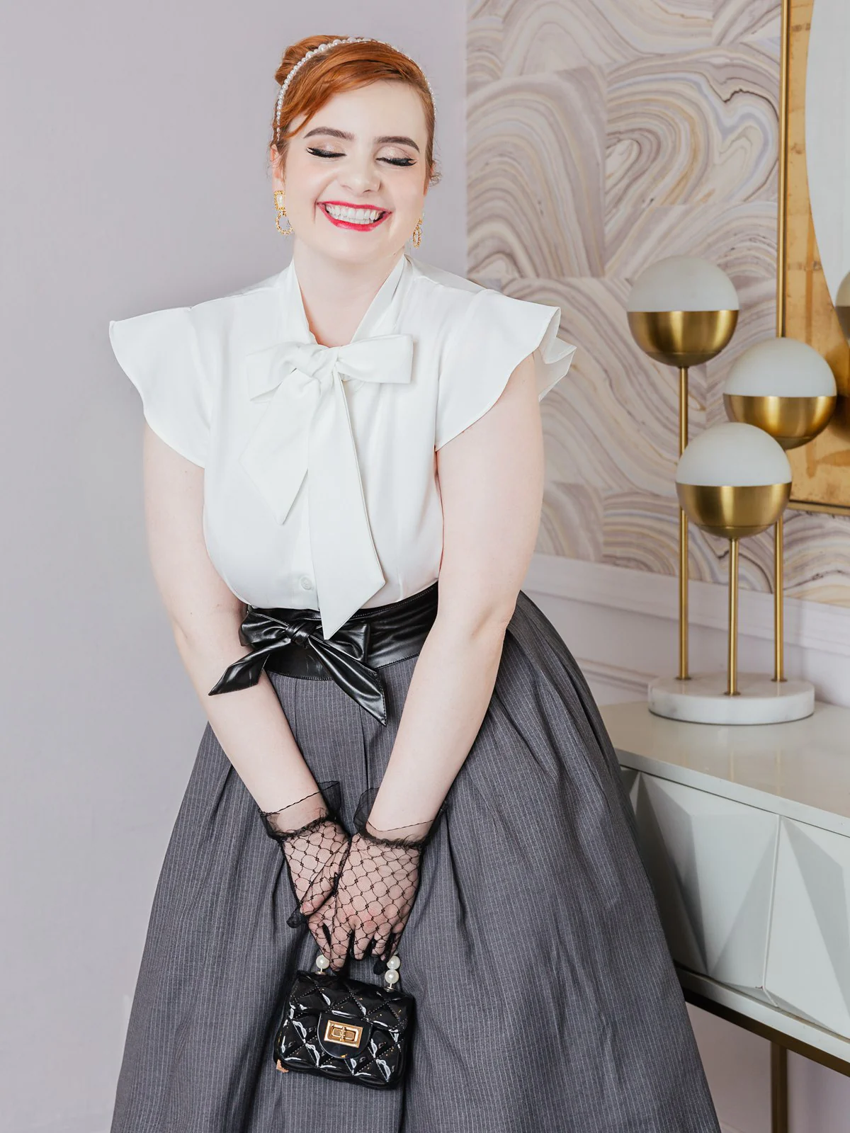 1950ER WEISS&GRAU SCHNÜRUNG SWING KLEID - Image 3