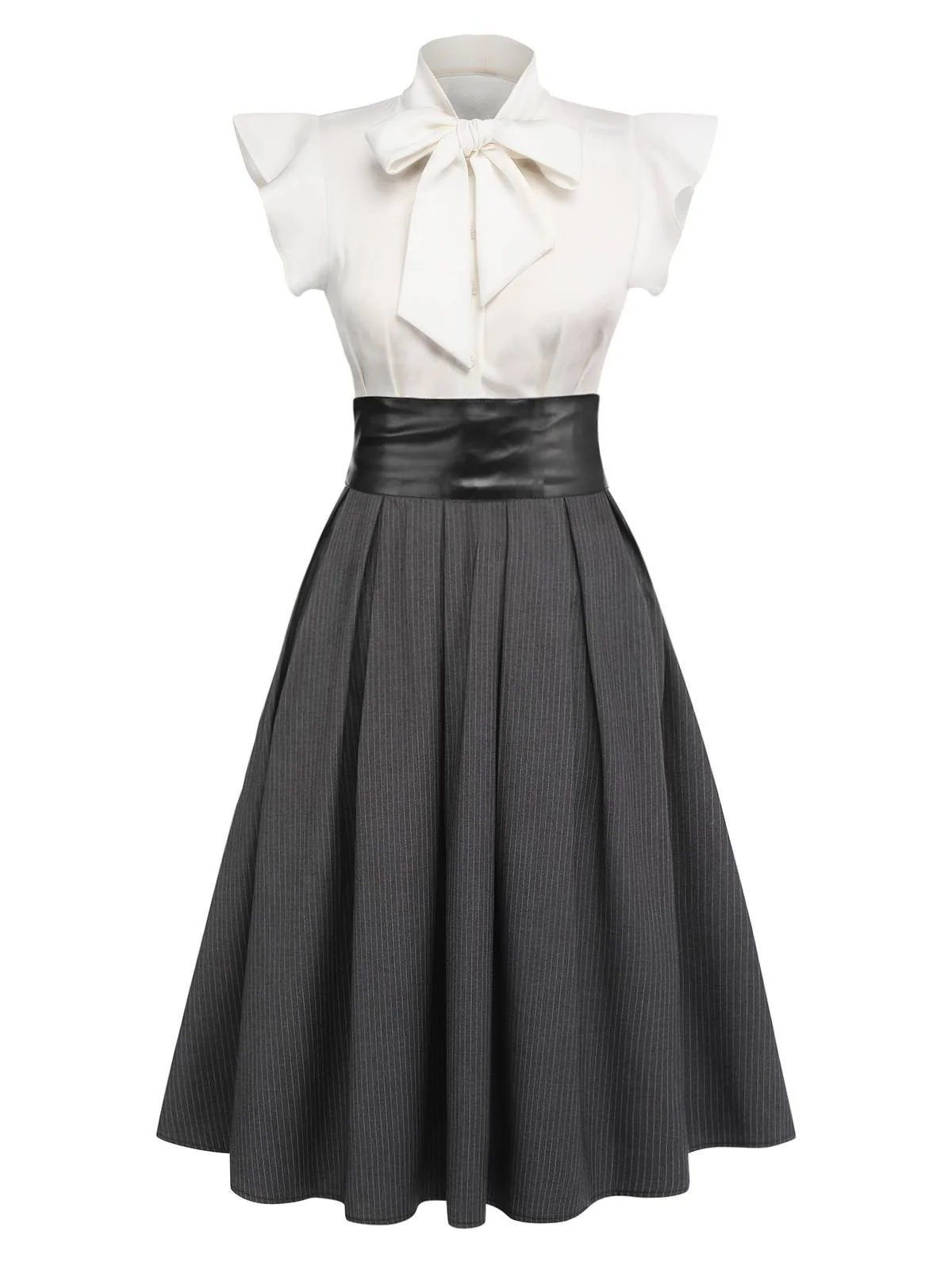 1950ER WEISS&GRAU SCHNÜRUNG SWING KLEID - Image 3