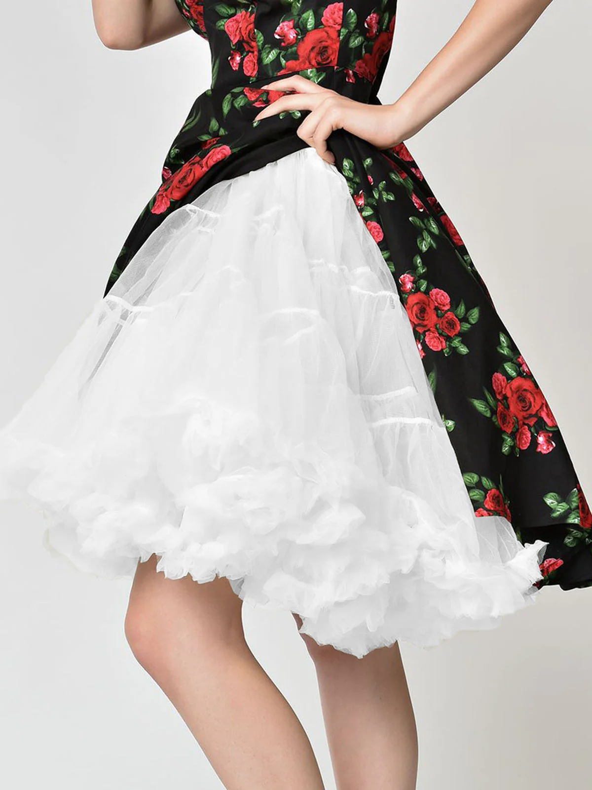 Schwarz 1950er Rüsche Petticoat Unterrock - Image 5