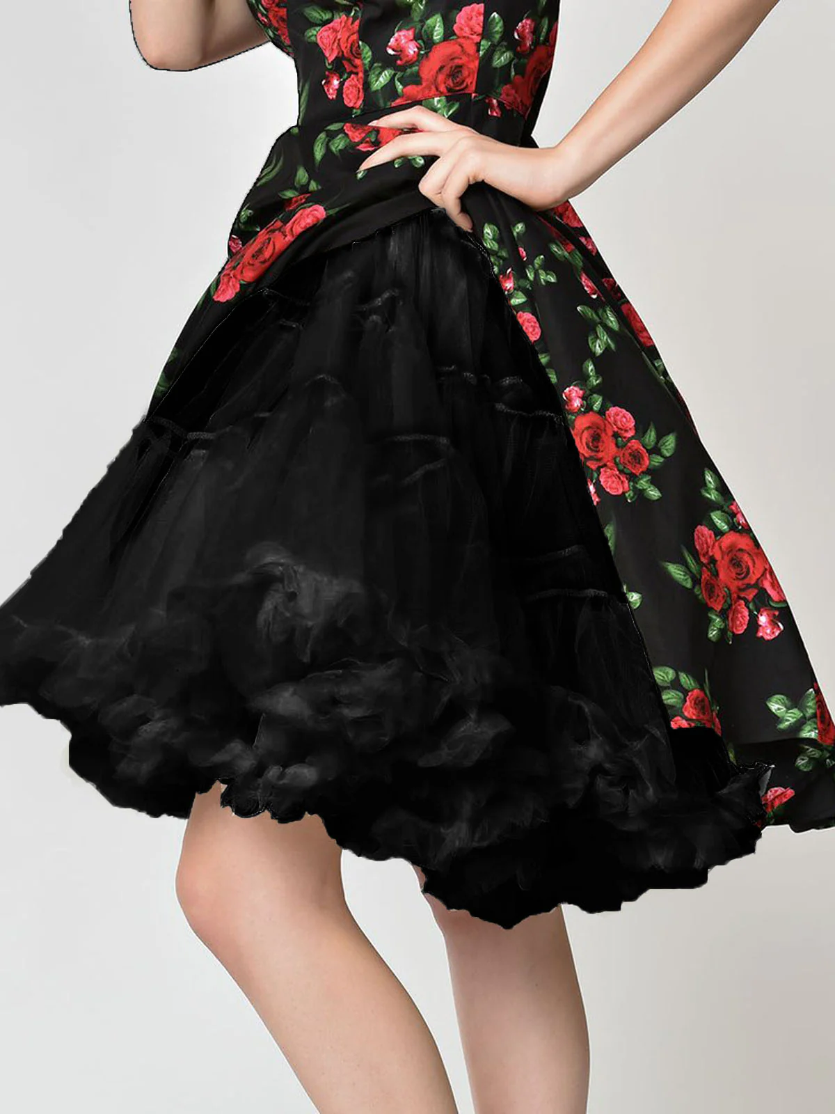 Schwarz 1950er Rüsche Petticoat Unterrock - Image 2