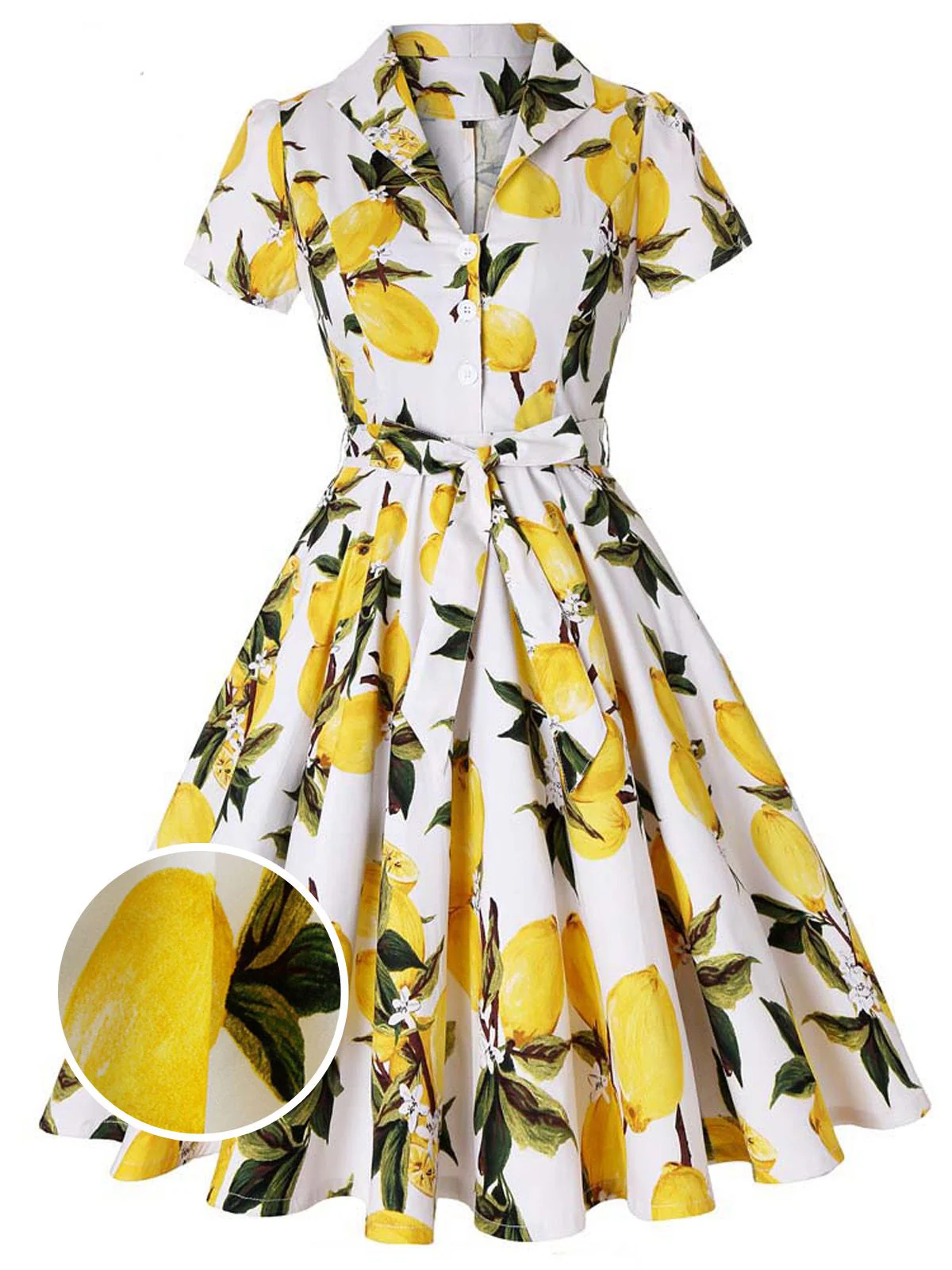 1950ER ZITRONE KURZARM SWING BLUSE KLEID - Image 3