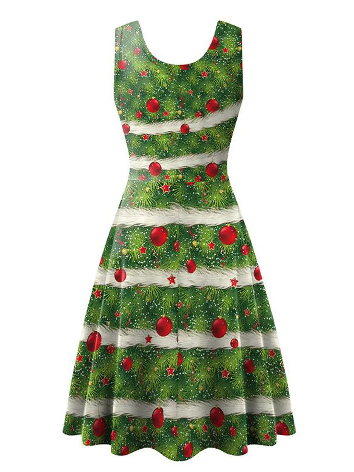1950er Jahre Weihnachten Print gestricktes ärmelloses Kleid - Image 2