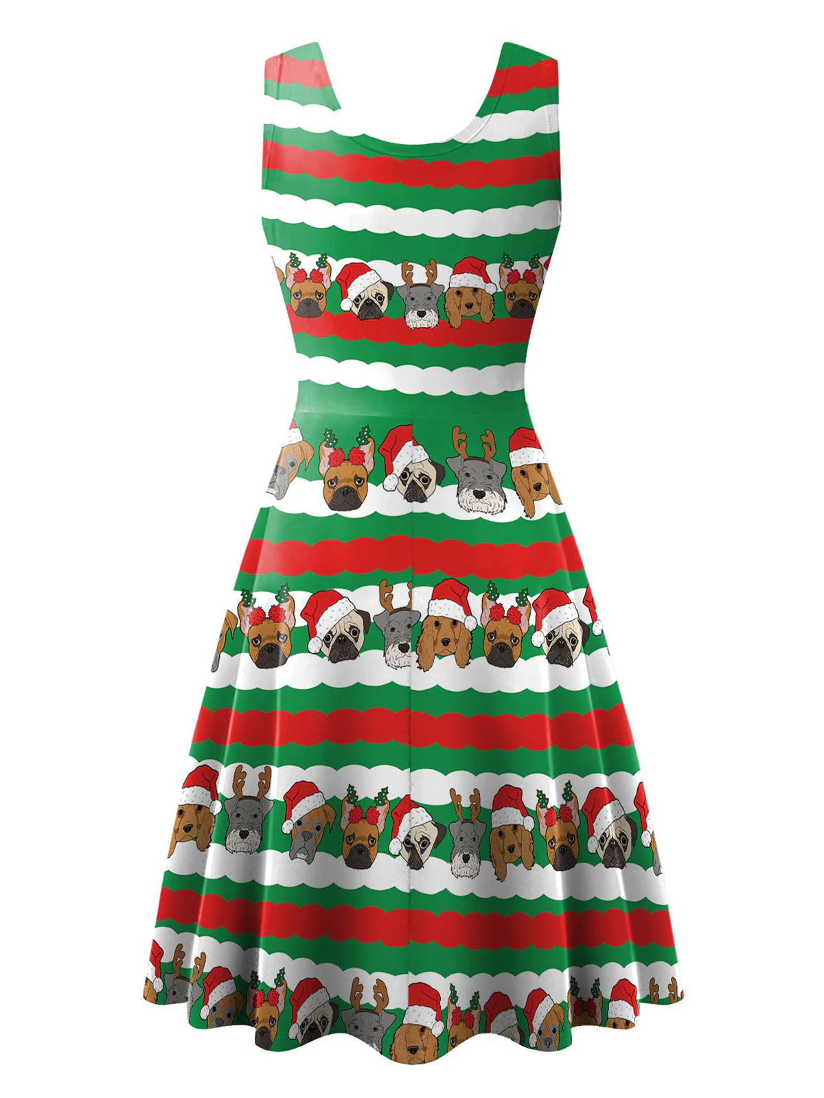 1950er Jahre Weihnachten Print gestricktes ärmelloses Kleid - Image 4