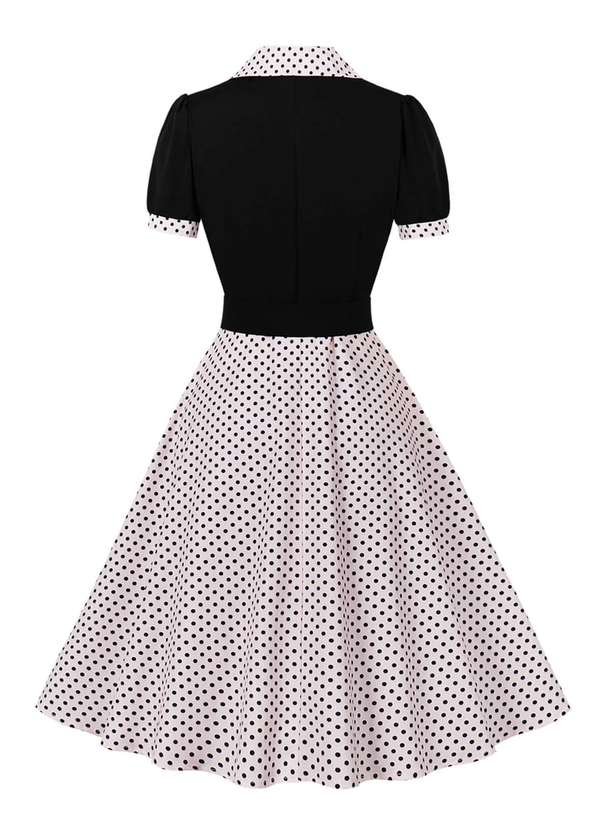1950er Farbblock Polka Dots Revers Kleid - Image 11
