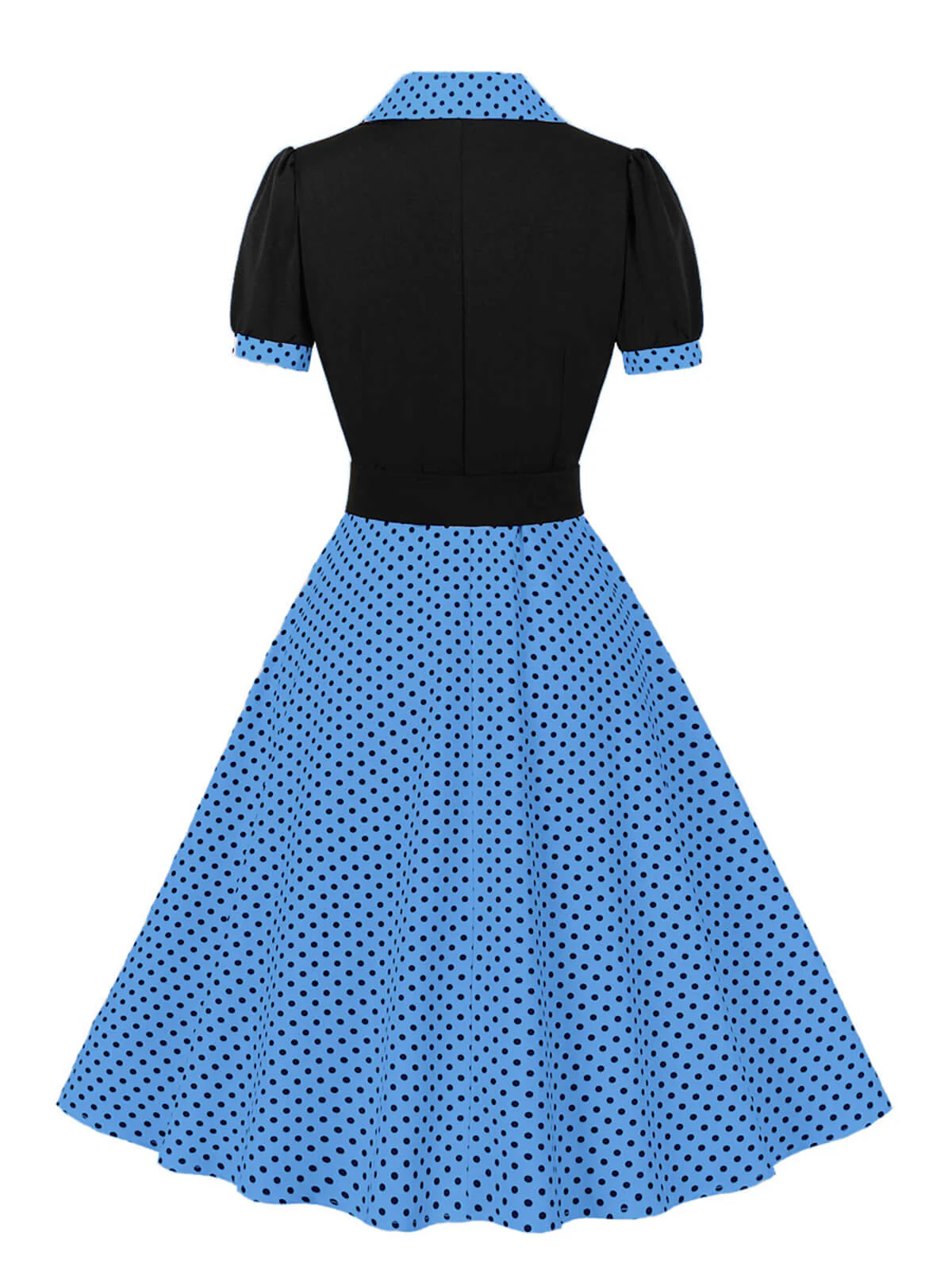 1950er Farbblock Polka Dots Revers Kleid - Image 13