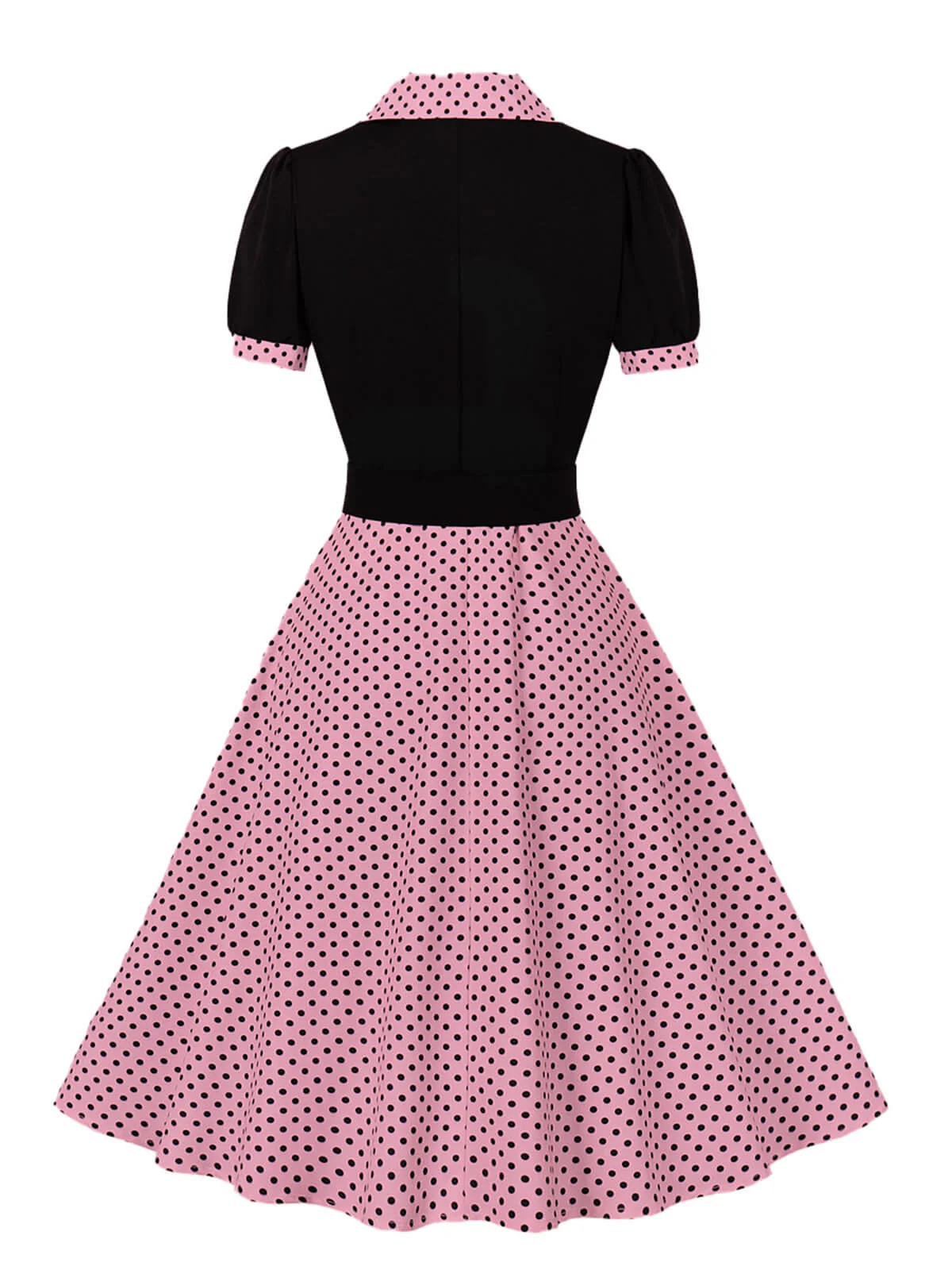 1950er Farbblock Polka Dots Revers Kleid - Image 15
