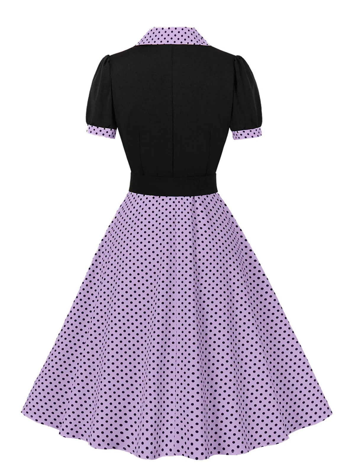 1950er Farbblock Polka Dots Revers Kleid - Image 17