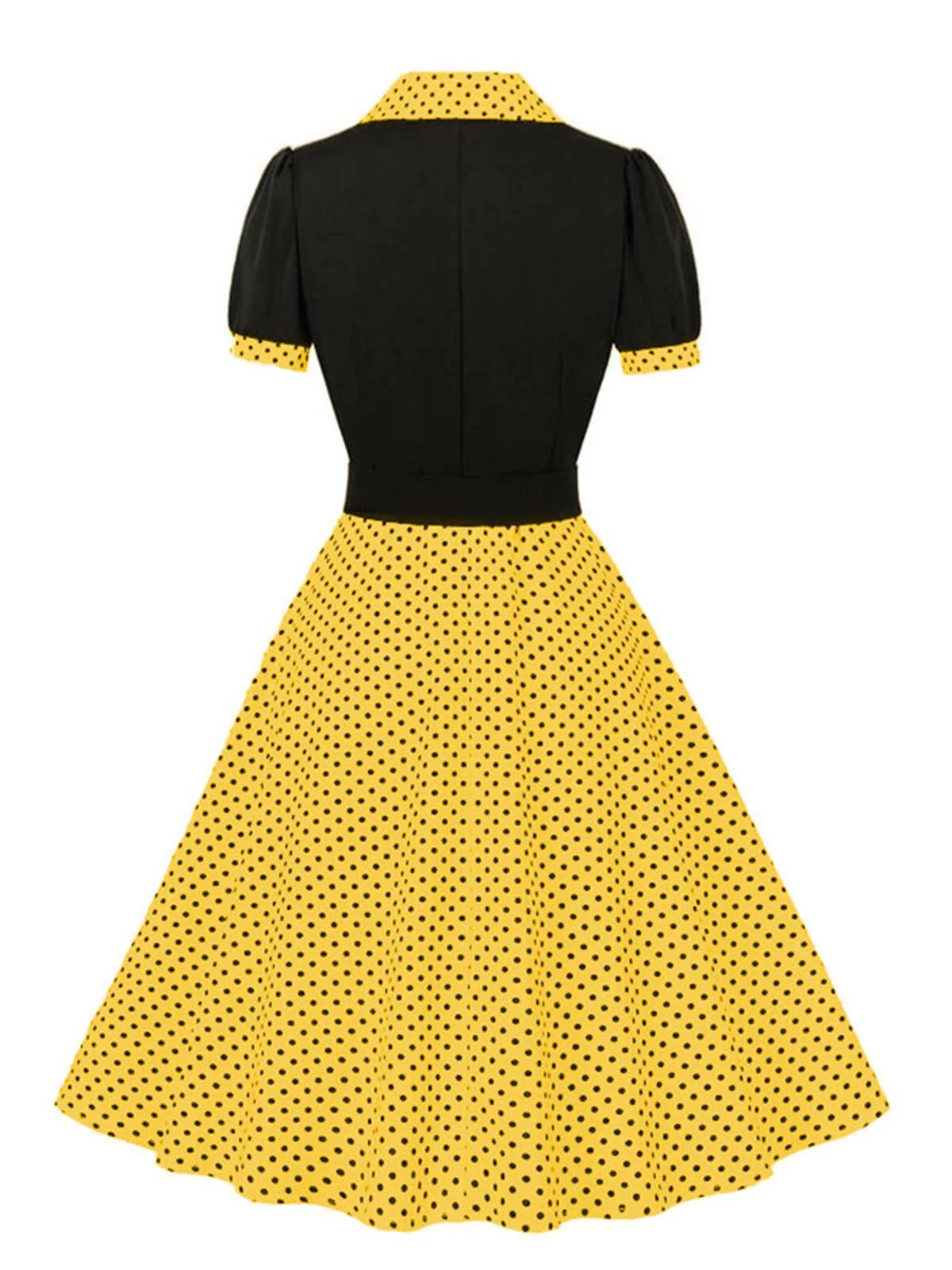 1950er Farbblock Polka Dots Revers Kleid - Image 2