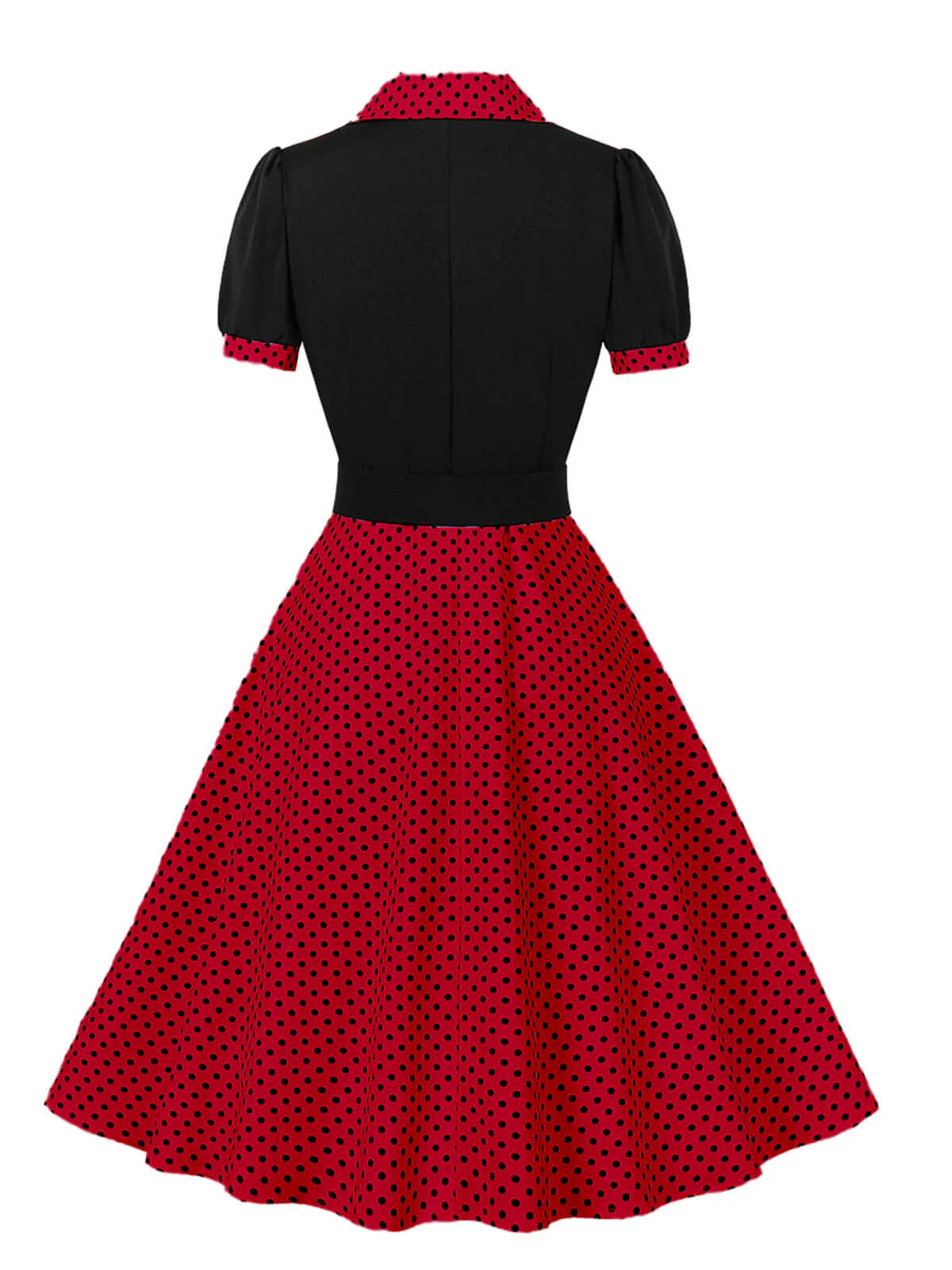 1950er Farbblock Polka Dots Revers Kleid - Image 4