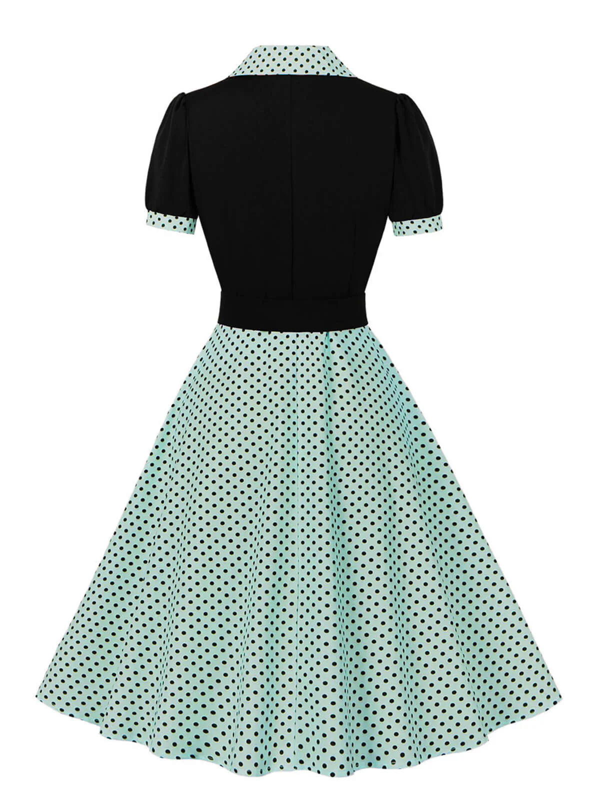 1950er Farbblock Polka Dots Revers Kleid - Image 9