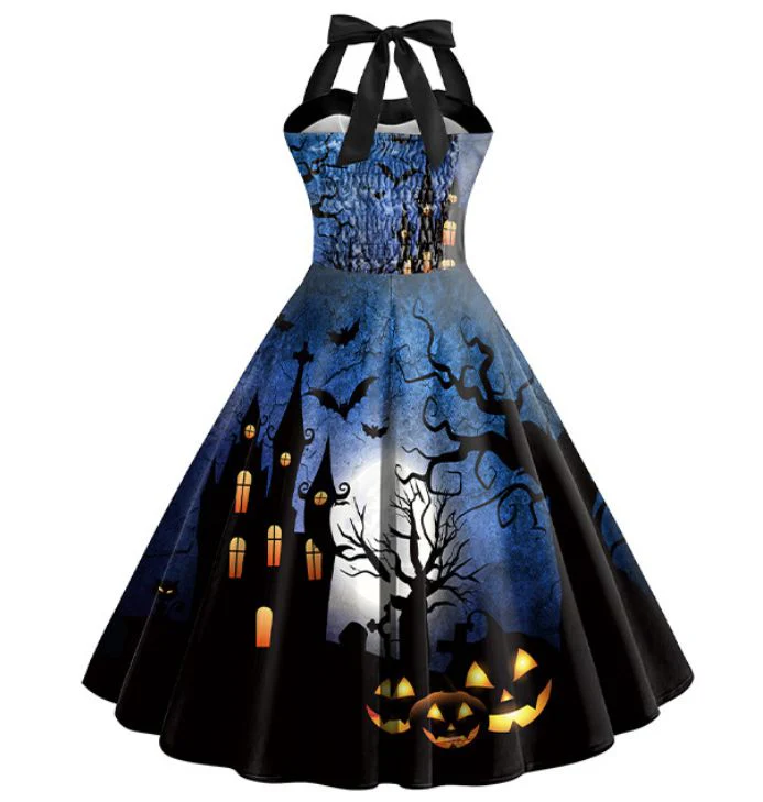 1950s Halloween Halter Taille Swing Kleid - Image 2