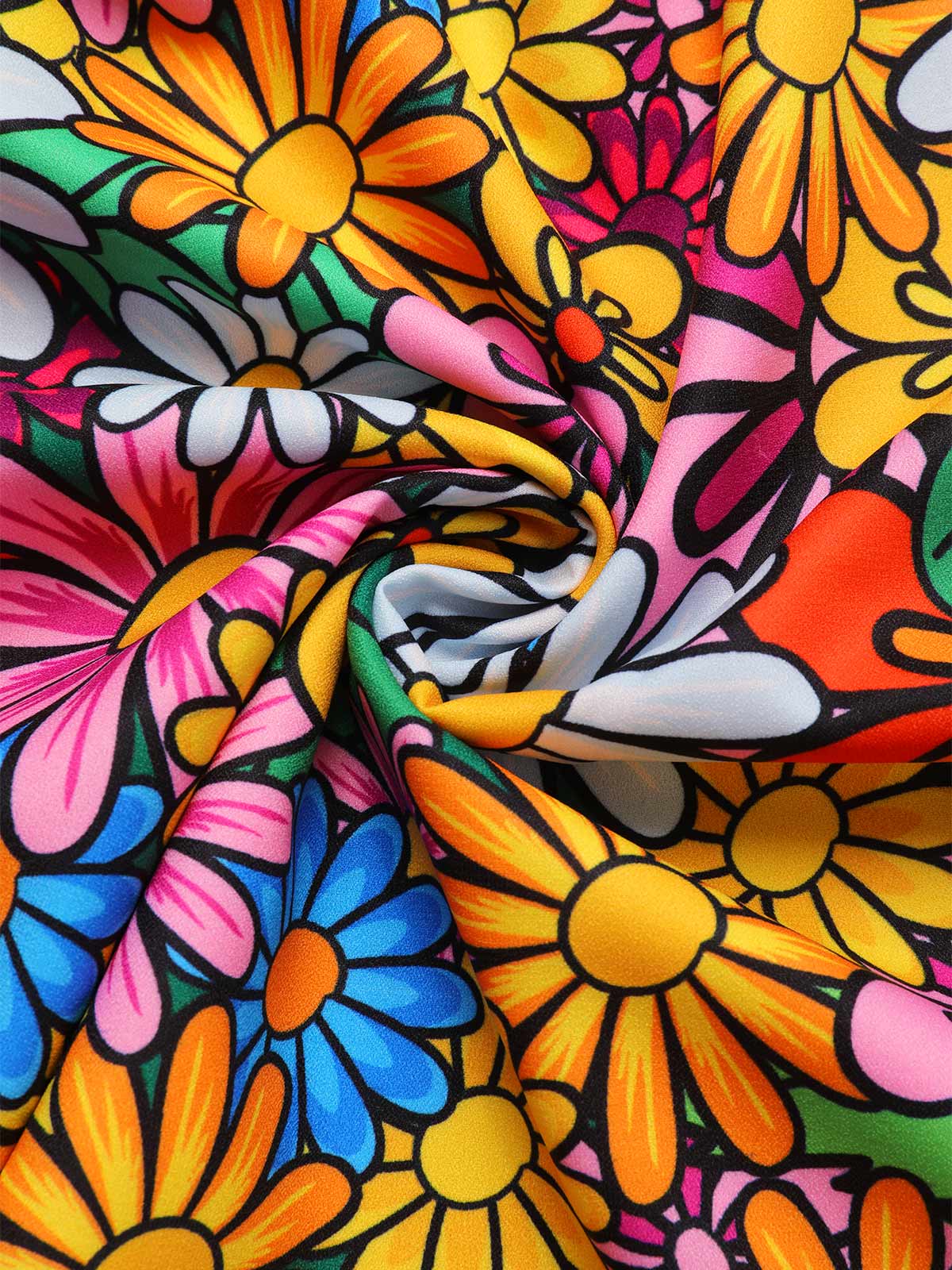1960er Ausgestellte Ärmel Bunt Kleine Blumen Kleid - Image 8