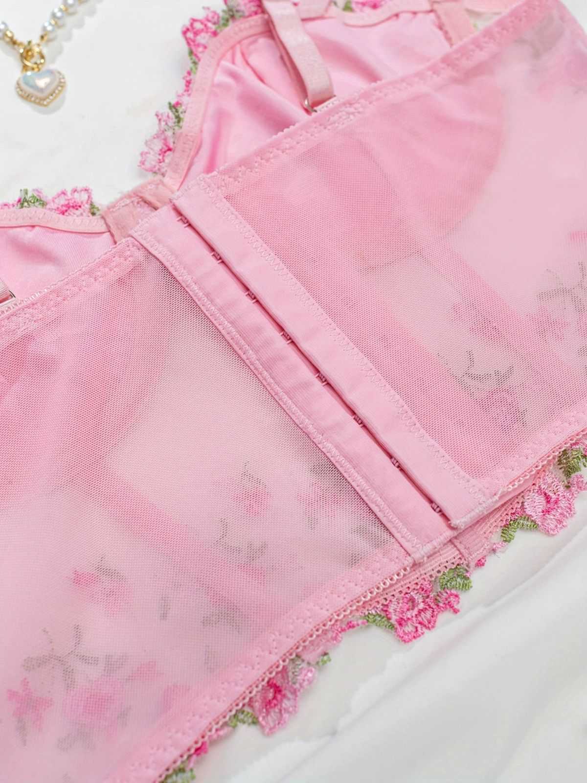 1960er Blumen Bestickt Bogen Dessous mit Bügel - Image 13
