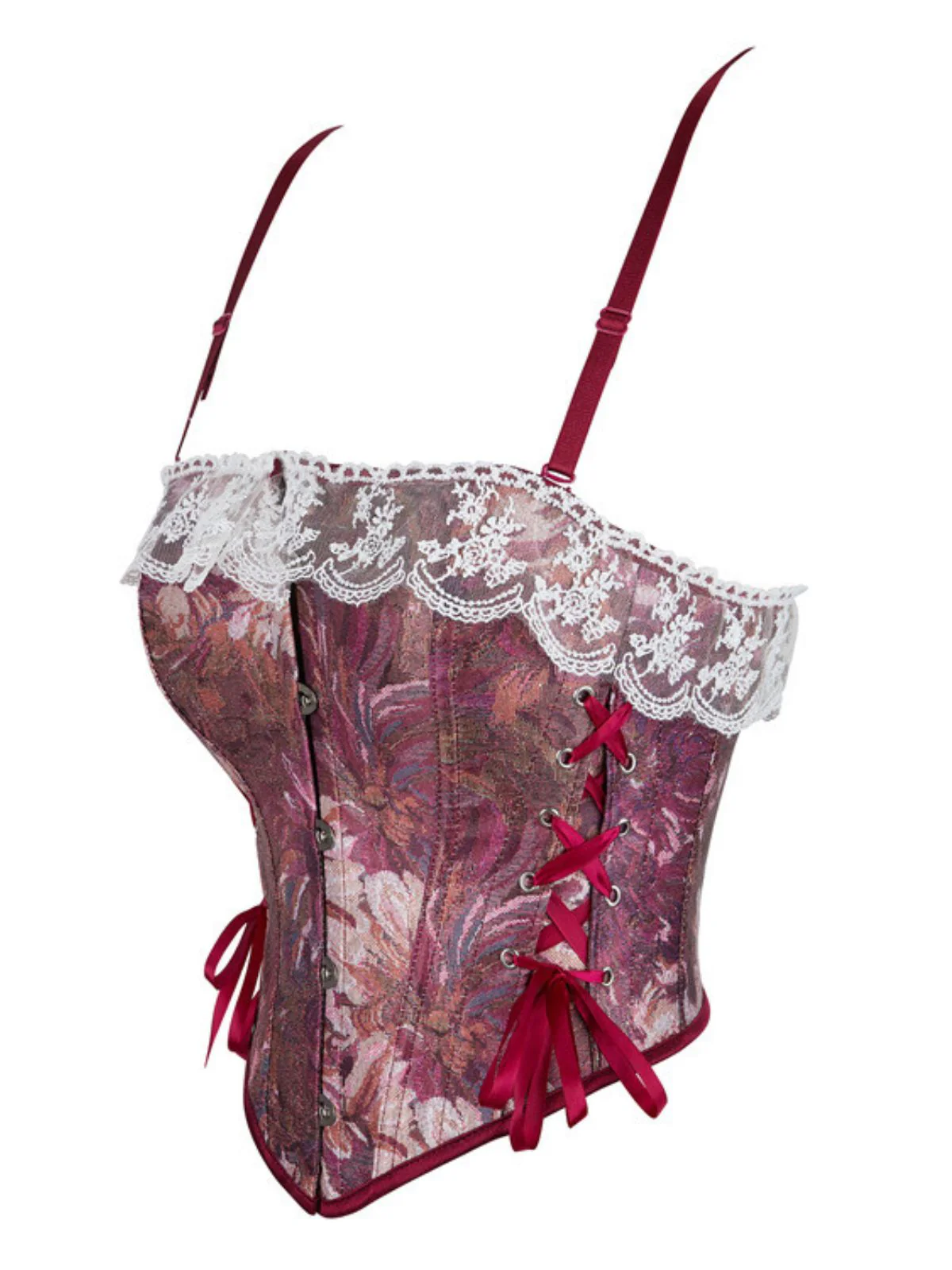 1960er Blumen Spitze Spaghetti Träger Korsett Top - Image 12