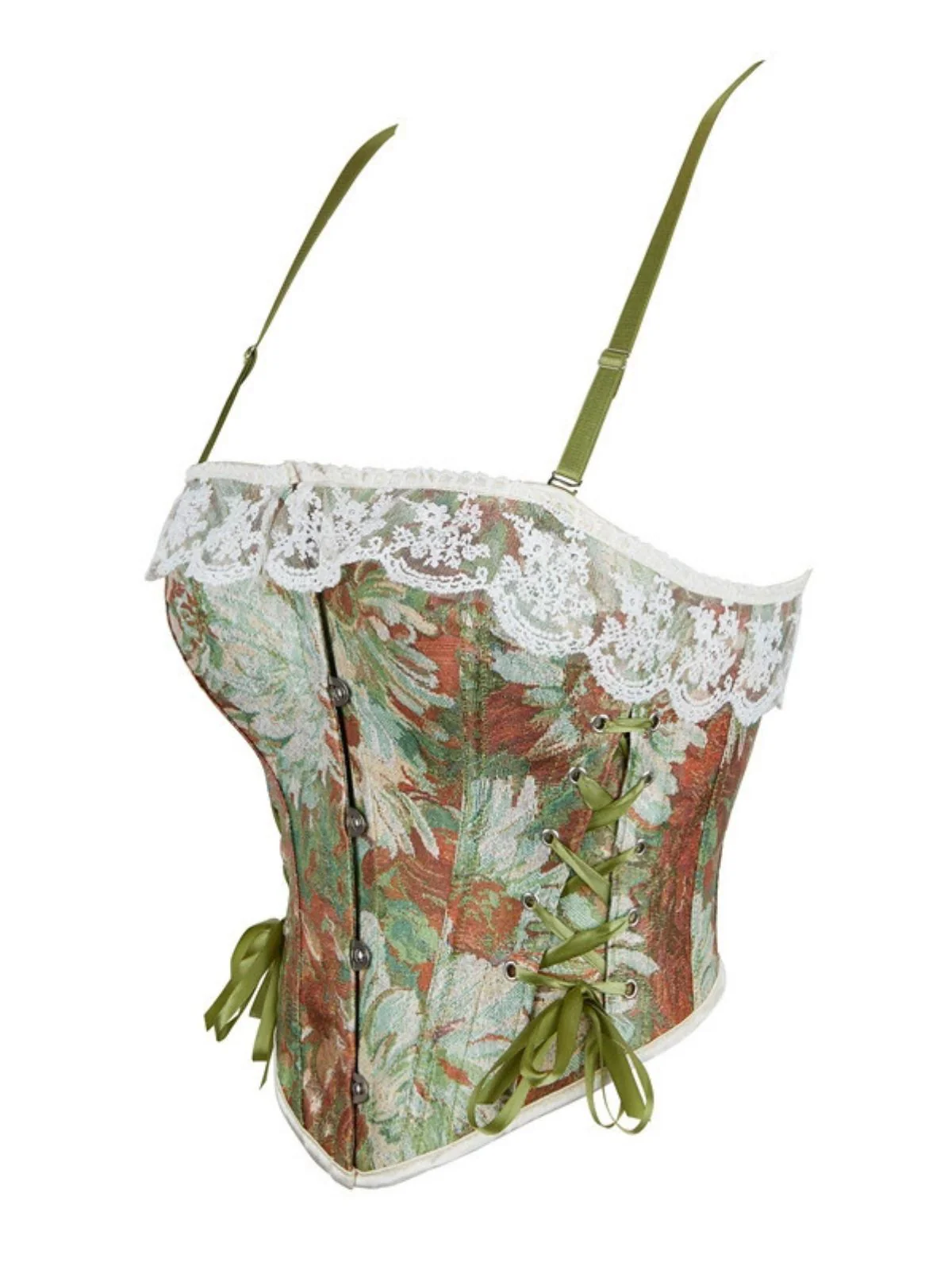 1960er Blumen Spitze Spaghetti Träger Korsett Top - Image 2
