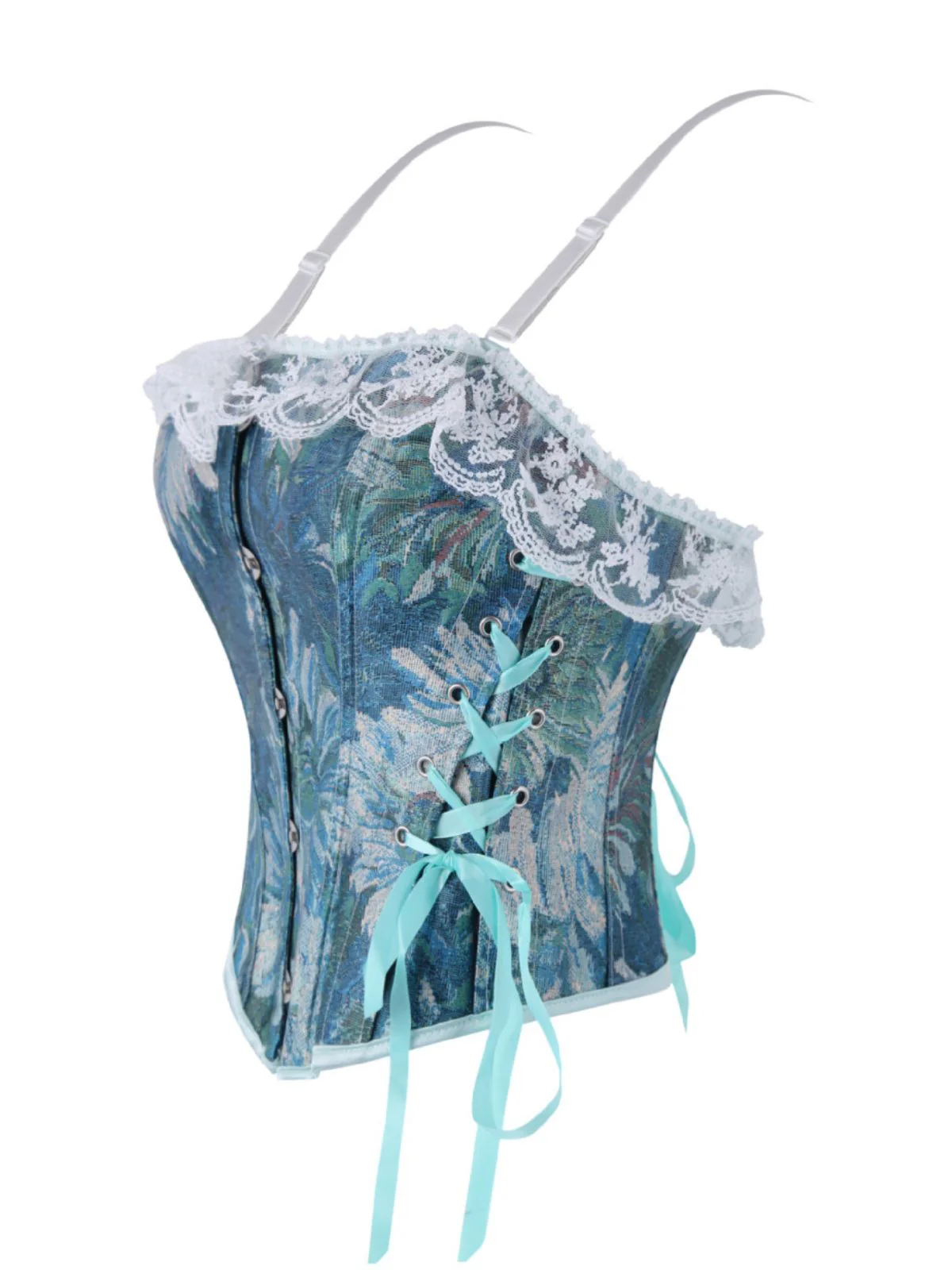 1960er Blumen Spitze Spaghetti Träger Korsett Top - Image 8