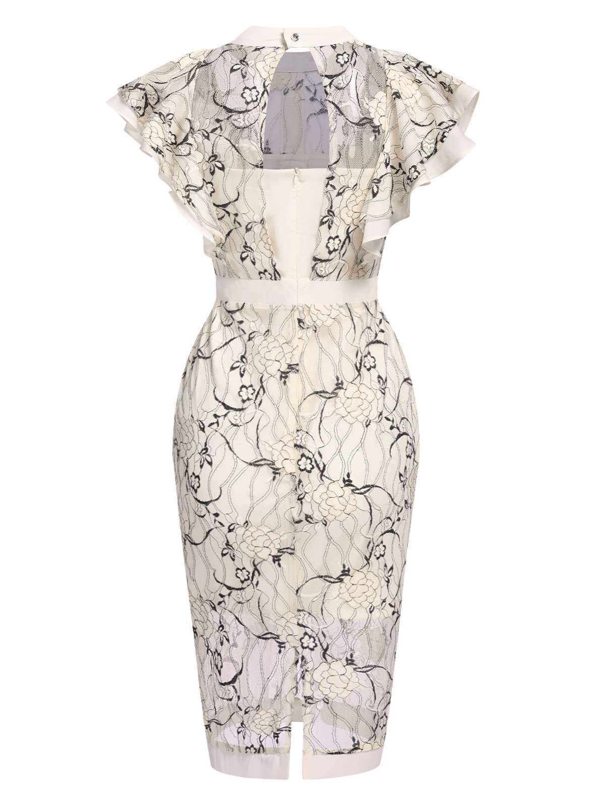 1960er Blumen Transparente Spitze Bleistift Kleid - Image 2