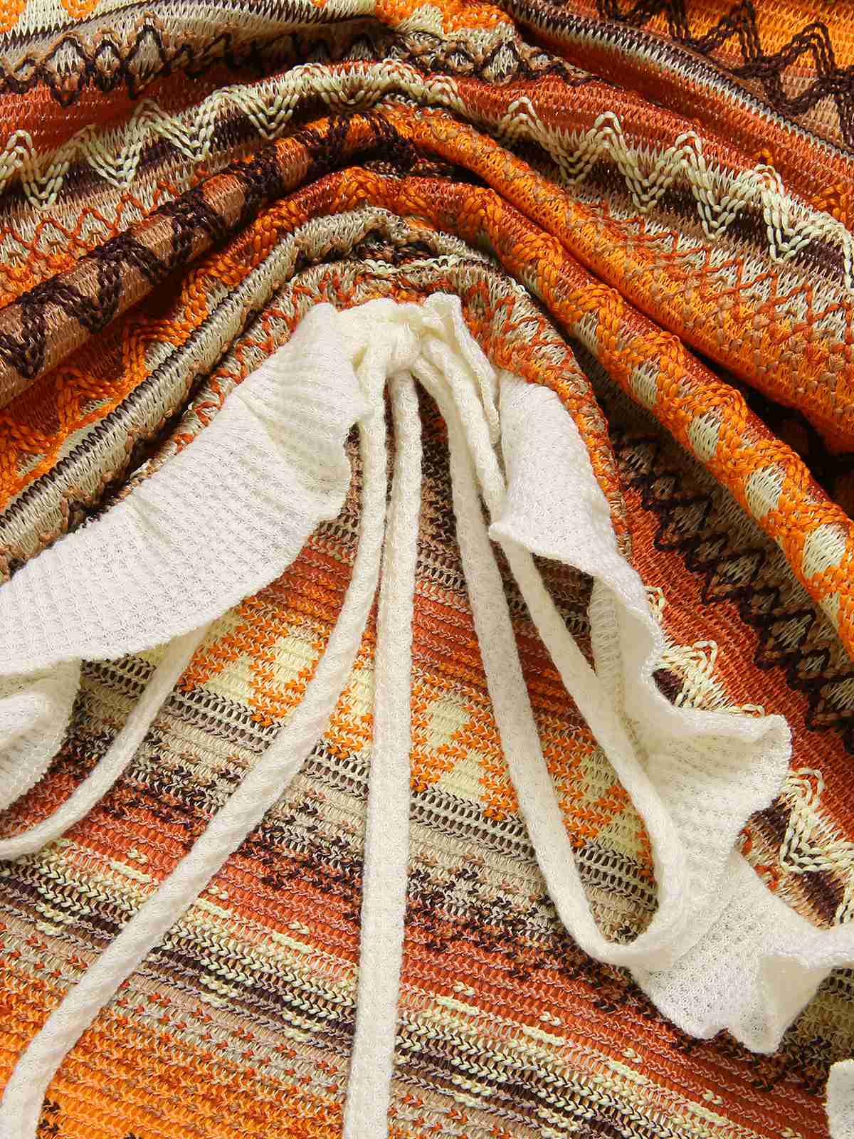 Multicolor 1960er Bohemian Kordelzug Strick Träger Kleid - Image 4