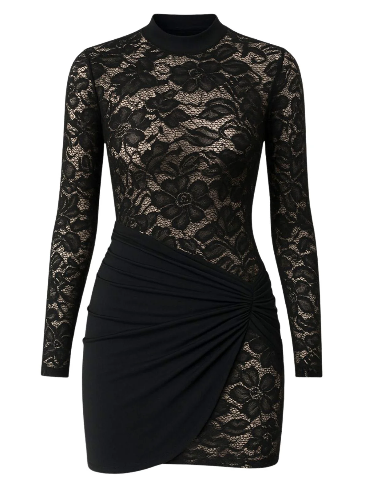 1960er Durchsichtig Spitze Bodycon Kleid mit Drapiert Rock