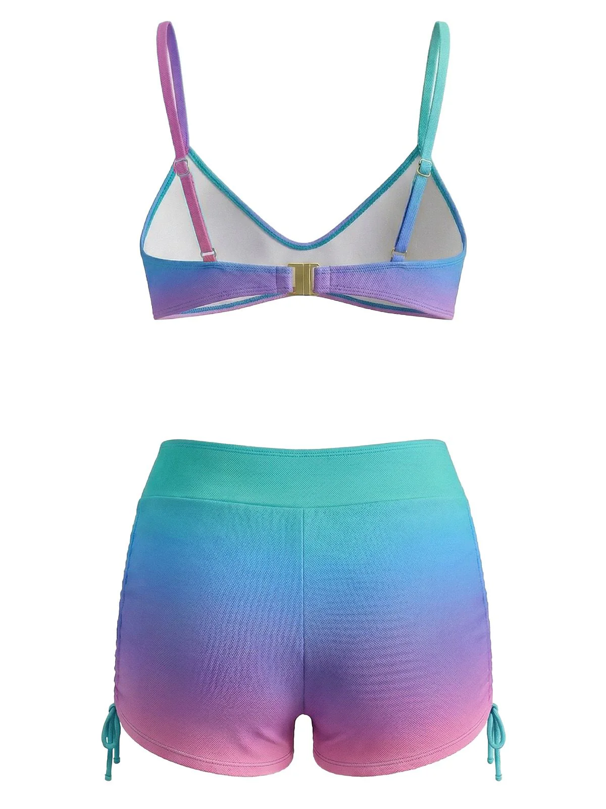1960er Farbverlauf Schnürung Badeshorts Bikini Set - Image 3