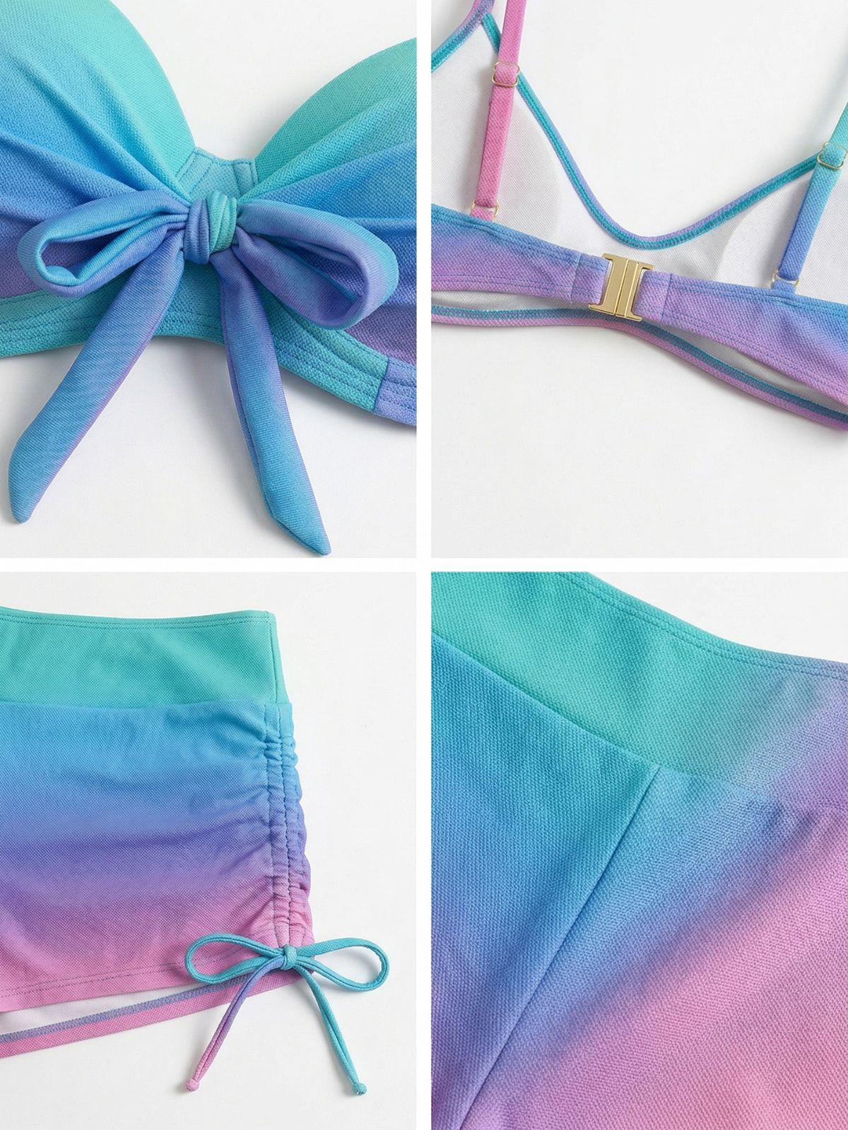1960er Farbverlauf Schnürung Badeshorts Bikini Set - Image 4